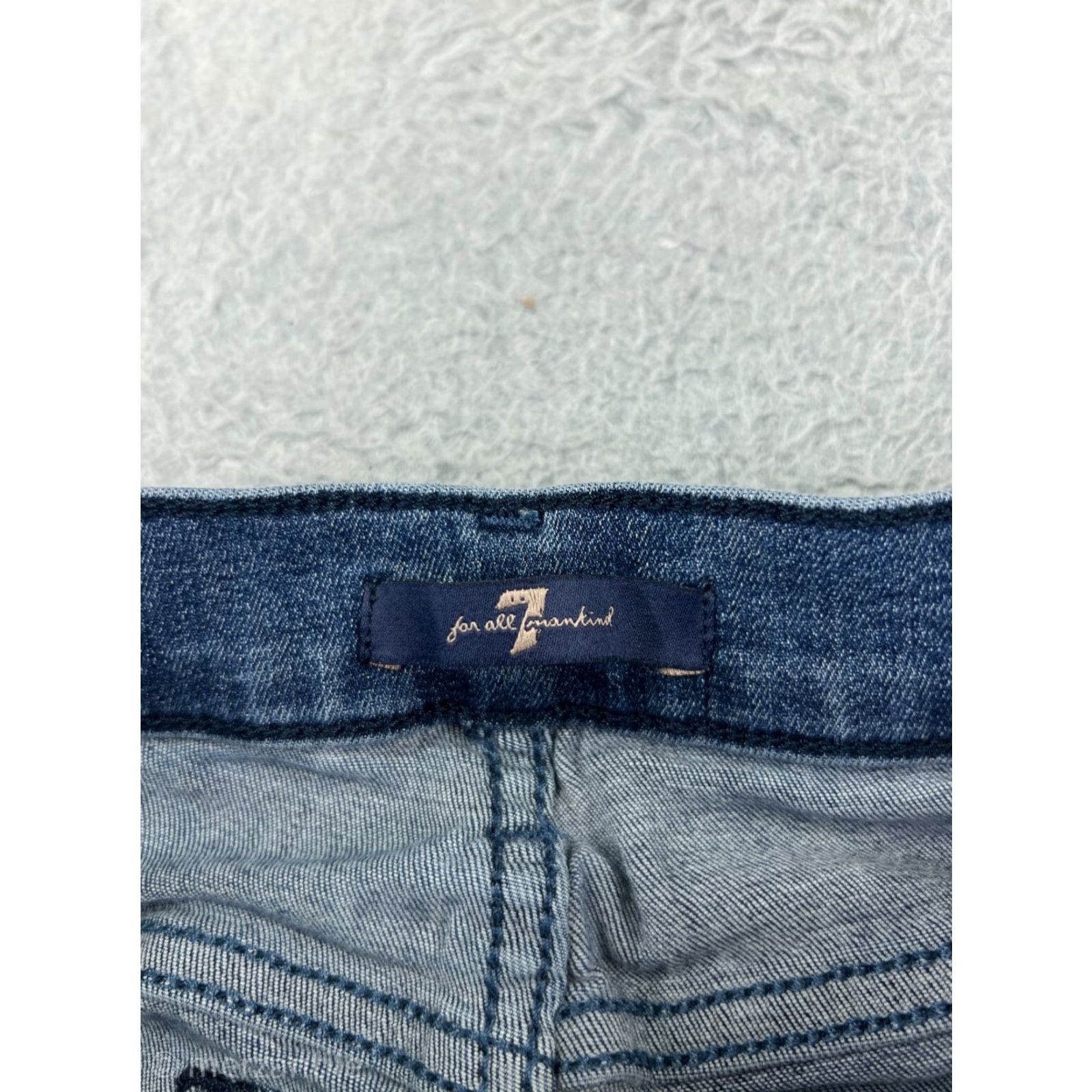 7 For All Mankind 7 For All Mankind Jeans Women 24 Blue Denim Skinny Mid Rise Raw Hem Cotton Blend Size 42" / US 20 - 3 Thumbnail