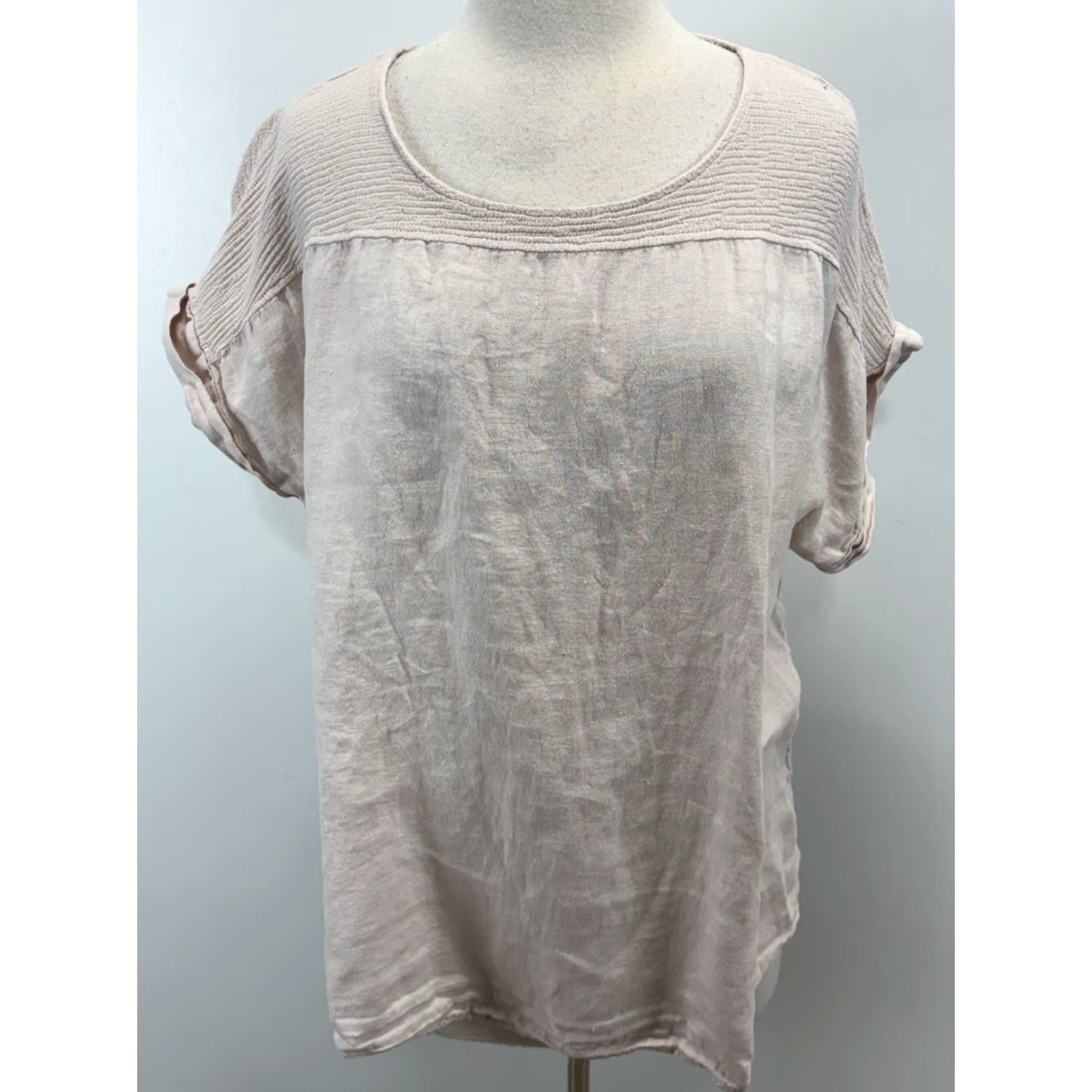 Vintage Lungo L’arno Linen Tunic Top Shirt Women’s 1X Plus Blush Pink Beach Resort Wear Size XL / US 12-14 / IT 48-50 - 2 Thumbnail