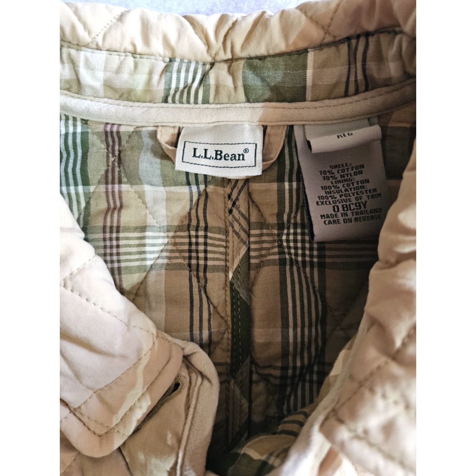 Vintage L.L. Bean Gold Quilted Jacket Nova Check Plaid Lined Snap Button Womens Sz L Size L / US 10 / IT 46 - 4 Thumbnail
