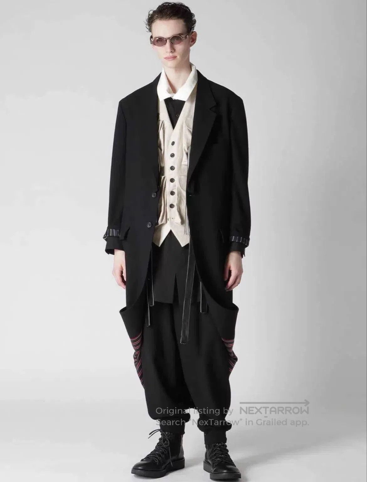 Yohji Yamamoto Yohji Yamamoto Black Striped Coat. Size US XL / EU 56 / 4 - 8 Thumbnail