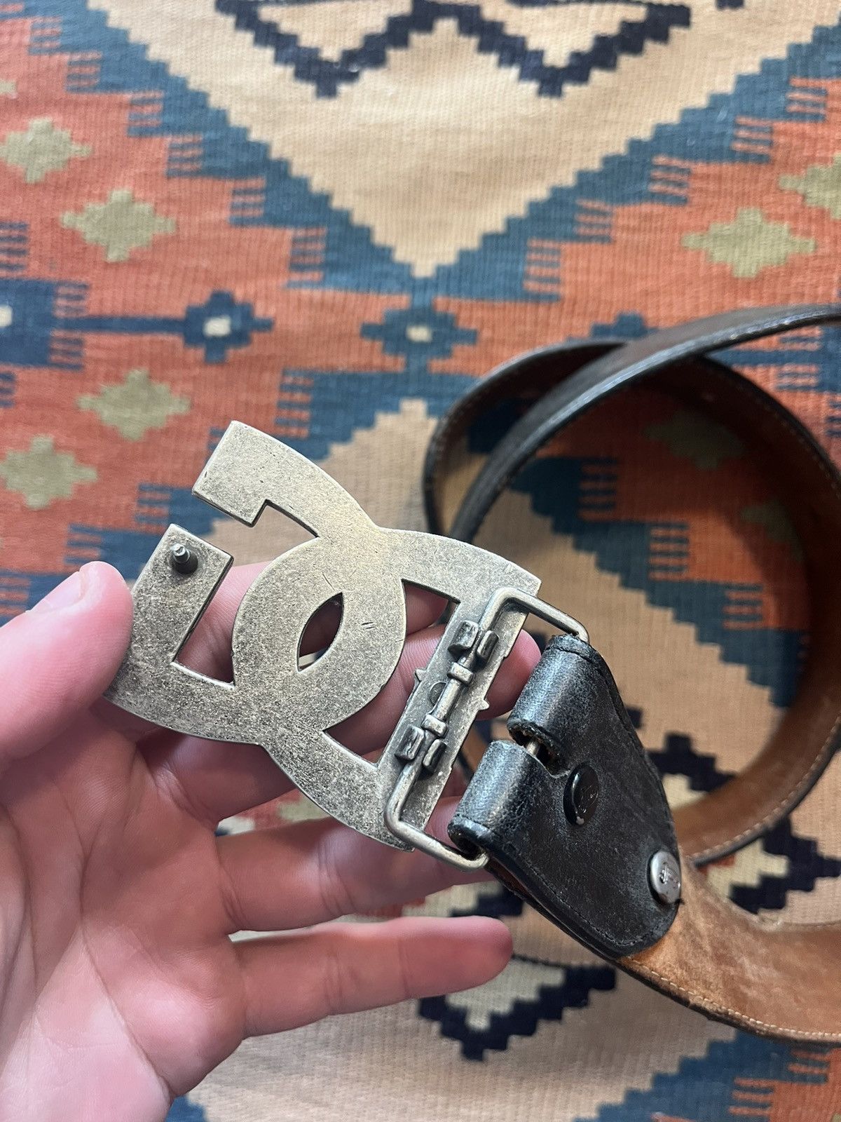 DC VINTAGE DC LEATHER BELT 90S Y2K DCSHOES USA RARE Size ONE SIZE - 2 Thumbnail