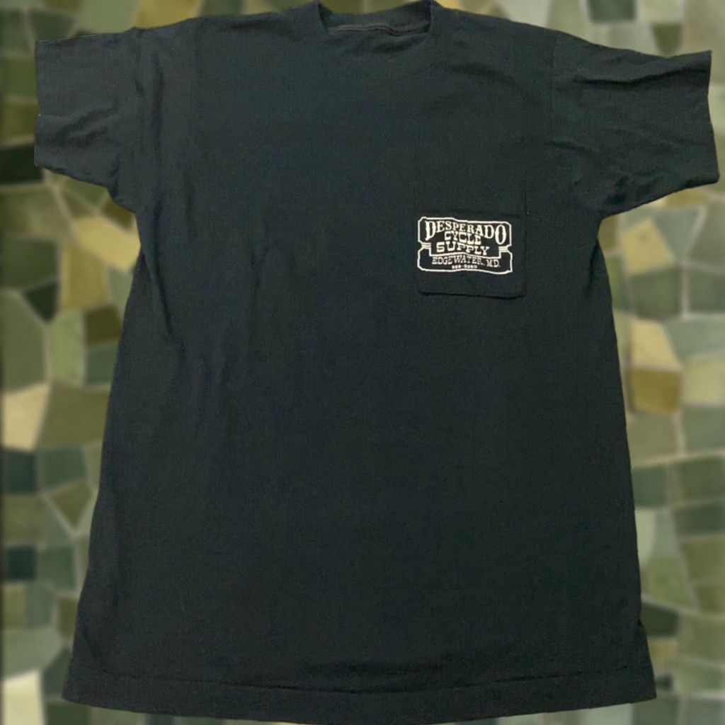 Vintage VINTAGE Desperado Cycle Supply Shirt Mens M Black Jersey Short Sleeve Crew Neck Motorcycle USA 80s 90s Concert/Marathon Graphic Print Pockets Size US M / EU 48-50 / 2 - 1 Thumbnail