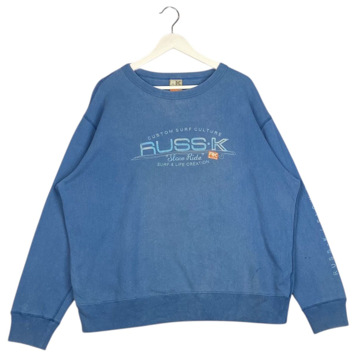 Designer × Vintage Vintage Russ-K Embroidered Sweatshirt Blue Size XL Size US XL / EU 56 / 4 - 3 Thumbnail