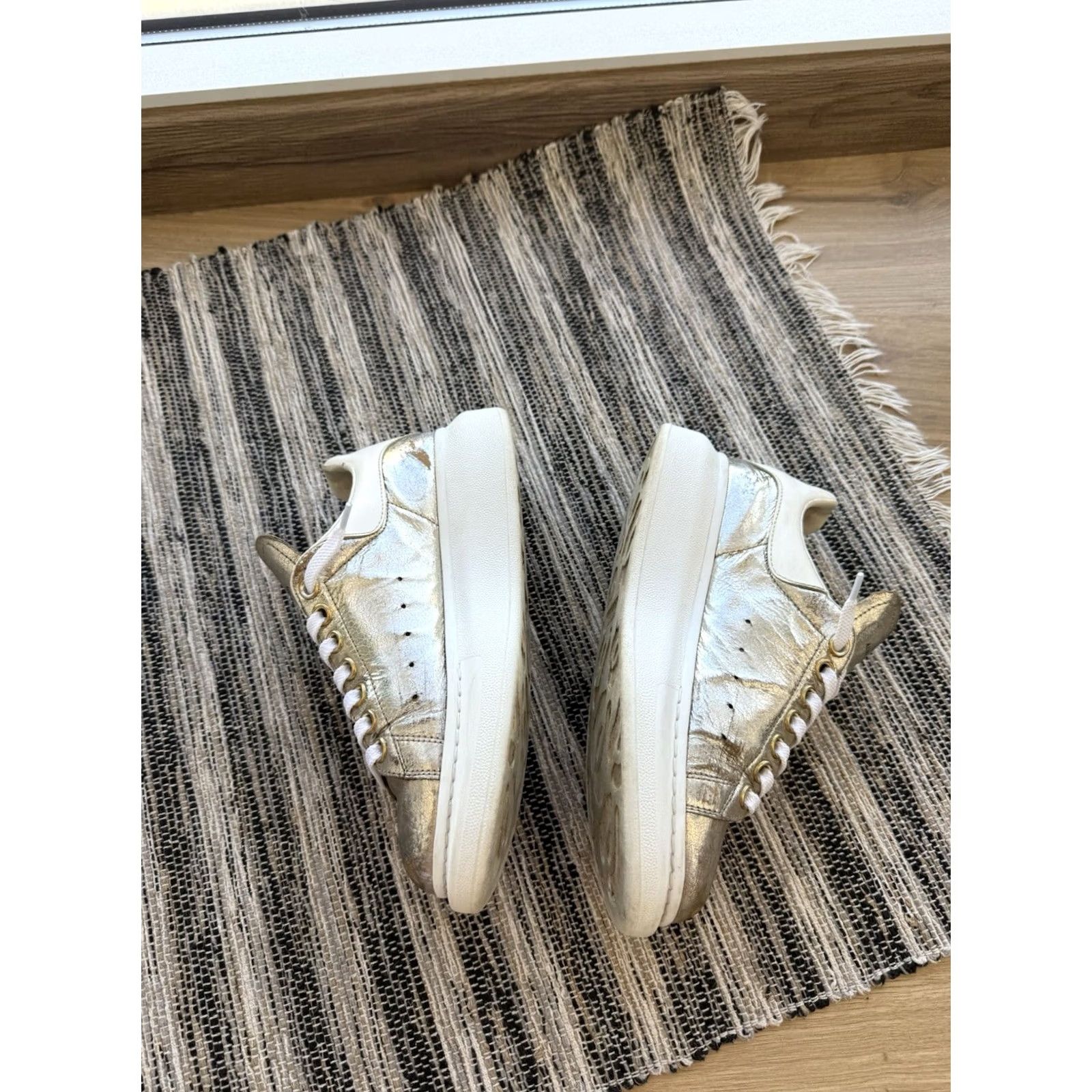 Alexander McQueen ALEXANDER McQUEEN CLUNKY LEATHER SNEAKERS METALLIC USA 7 Pink Logo Vintage Women's Sneaker 90s Hip Hop Skull Stars Avant Garde Size US 7 / IT 37 - 6 Thumbnail