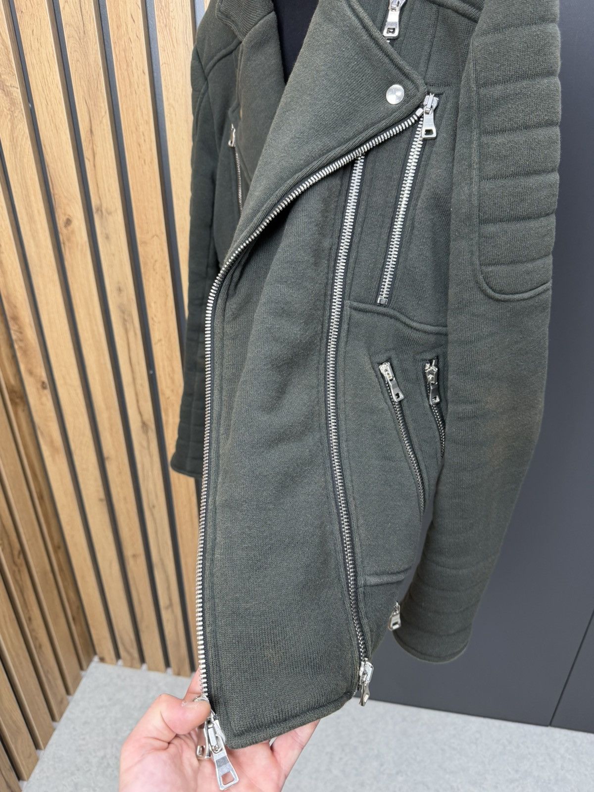 Balmain Balmain Biker Zip Jacket Faded Olive Size L Size US L / EU 52-54 / 3 - 19 Thumbnail