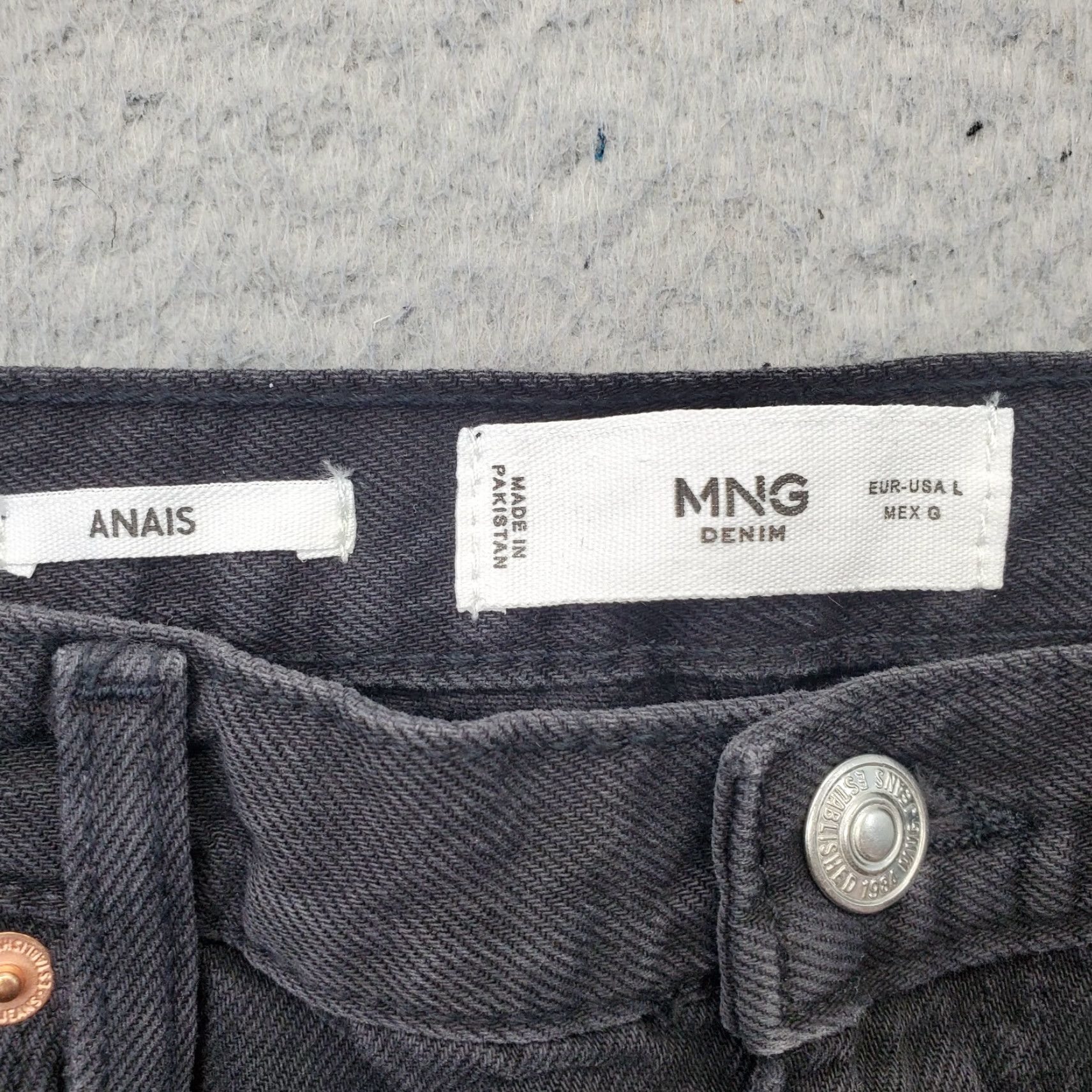 Vintage MNG Anais Midi Skirt Womens Size L Black Denim Vented Front Raw Hem High Waist - NWT Size 36" / US 14 / IT 50 - 5 Thumbnail
