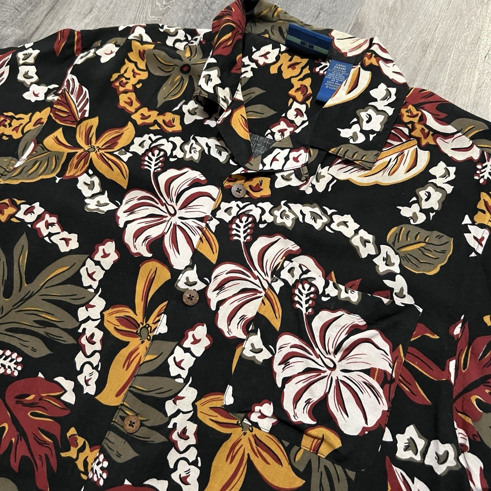 Ocean Pacific VTG OP Ocean Pacific Hawaiian Camp Shirt Black Floral Rayon Size US L / EU 52-54 / 3 - 3 Thumbnail