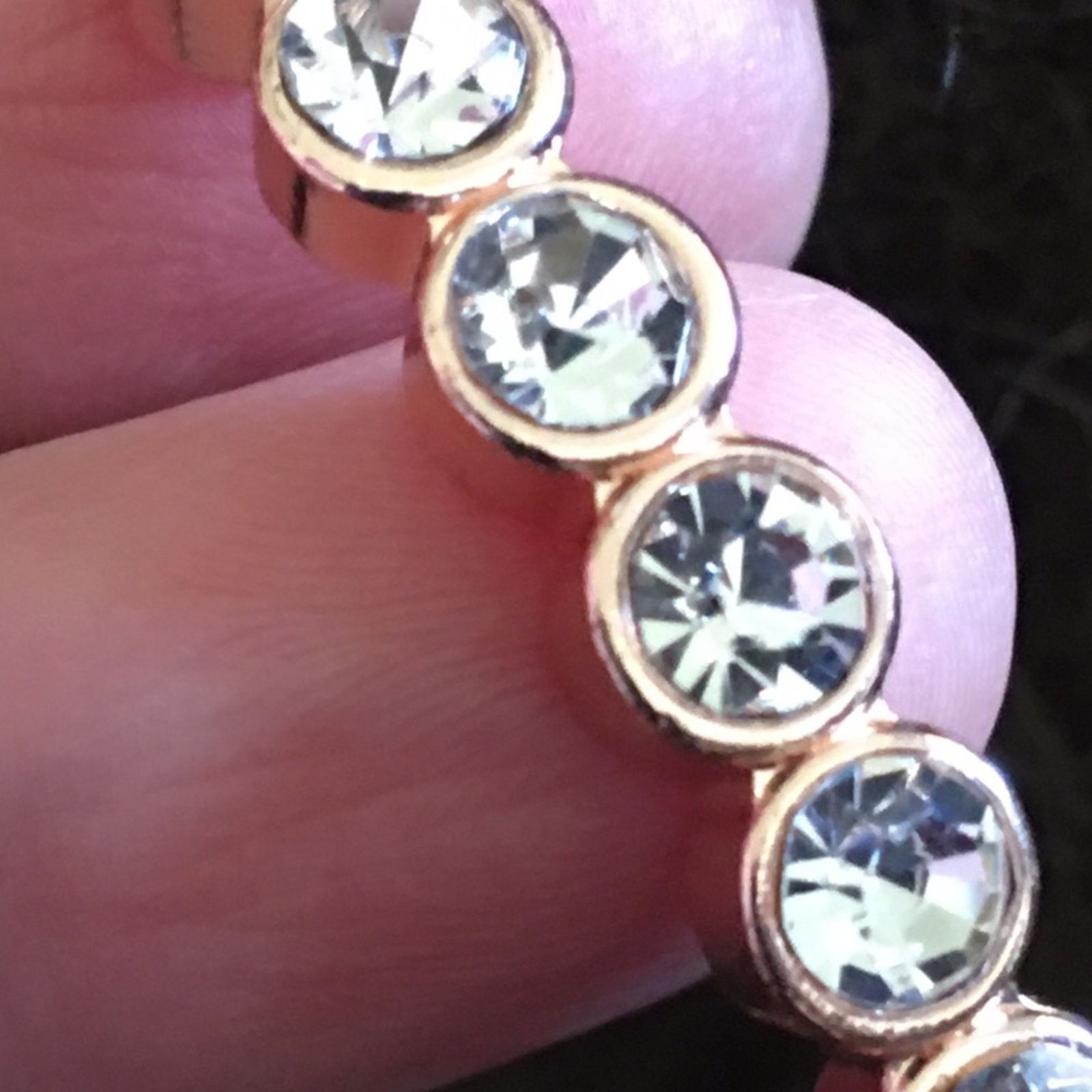 Jewelry Rose gold tone rhinestone crystal bangle bracelet Size ONE SIZE - 8 Thumbnail