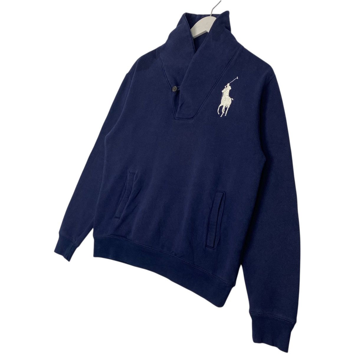 Vintage Vintage Polo Ralph Lauren Big Pony Shawl Collar Navy Blue Size US M / EU 48-50 / 2 - 2 Thumbnail