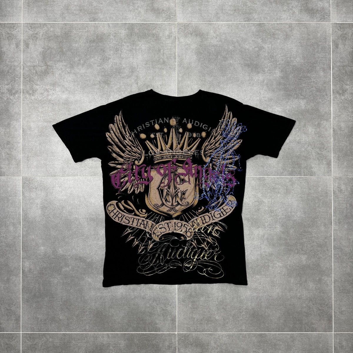 Christian Audigier Christian Audigier Los Angeles Skulls Crown Tattoo T-Shirt Size US L / EU 52-54 / 3 - 15 Thumbnail