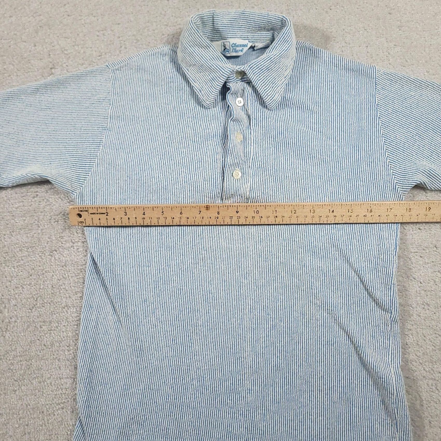 Vintage Channel Mark Polo Shirt Mens M Blue White Striped 3 Button Collared Cotton Shirt Size US M / EU 48-50 / 2 - 6 Thumbnail
