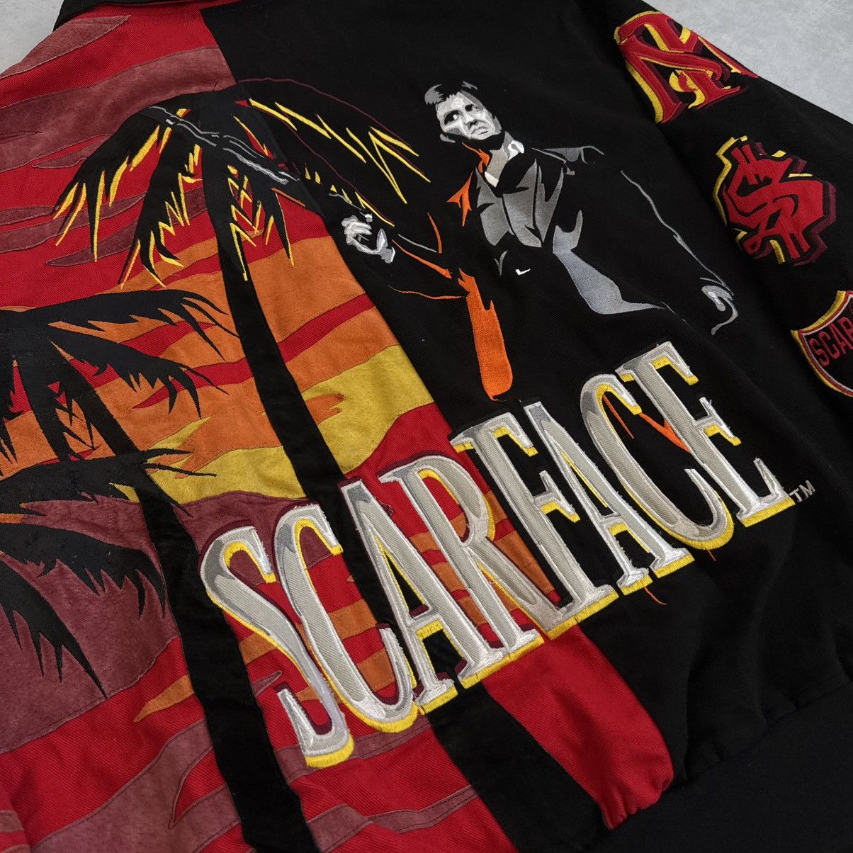 Jeff Hamilton × Vintage VINTAGE 90s SCARFACE x JEFF HAMILTON BOMBER JACKET Sz ~3XL Size US XXL / EU 58 / 5 - 4 Thumbnail