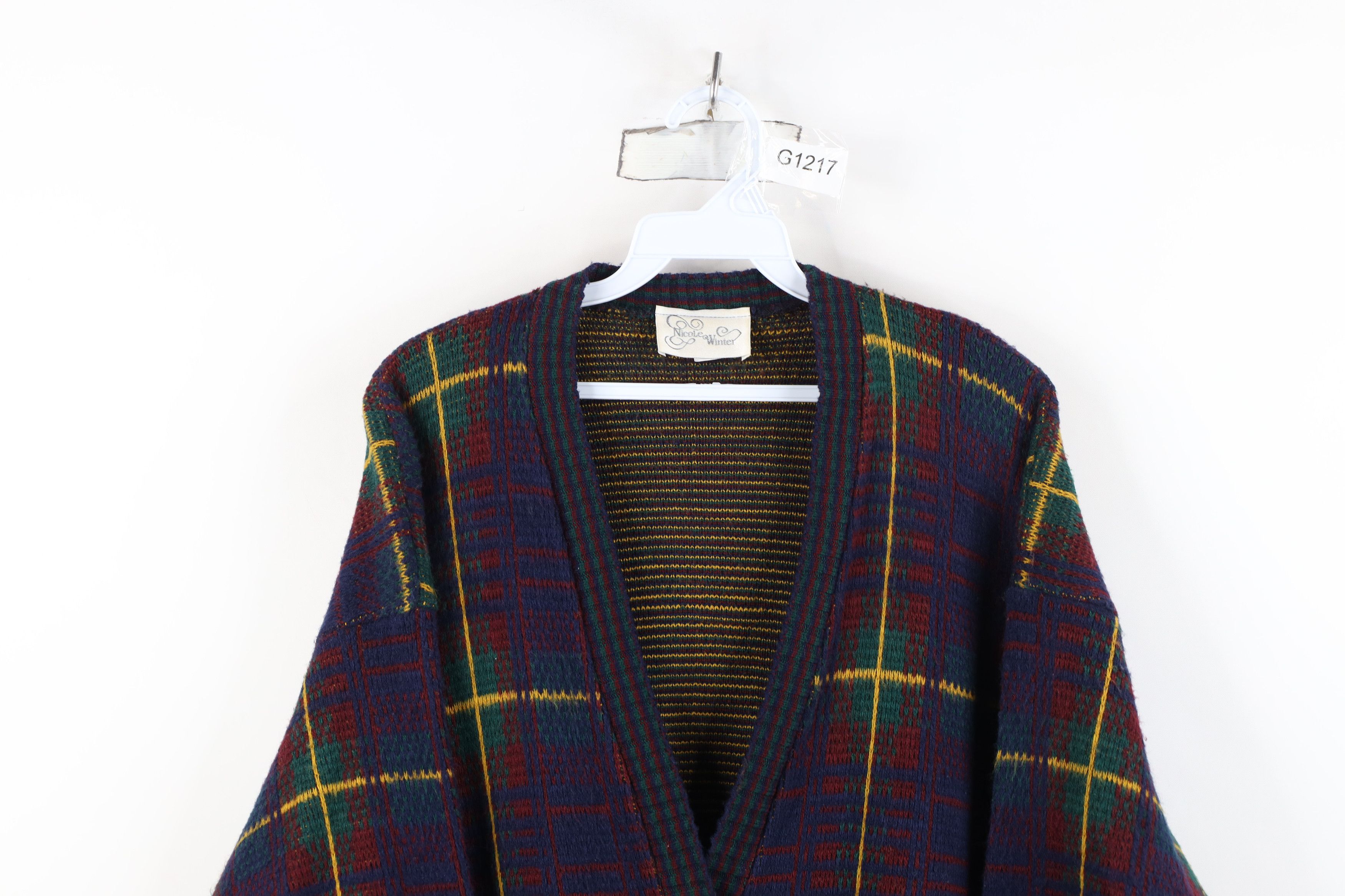Vintage Vintage 90s Streetwear Plaid Knit Cardigan Sweater USA Size S / US 4 / IT 40 - 2 Thumbnail