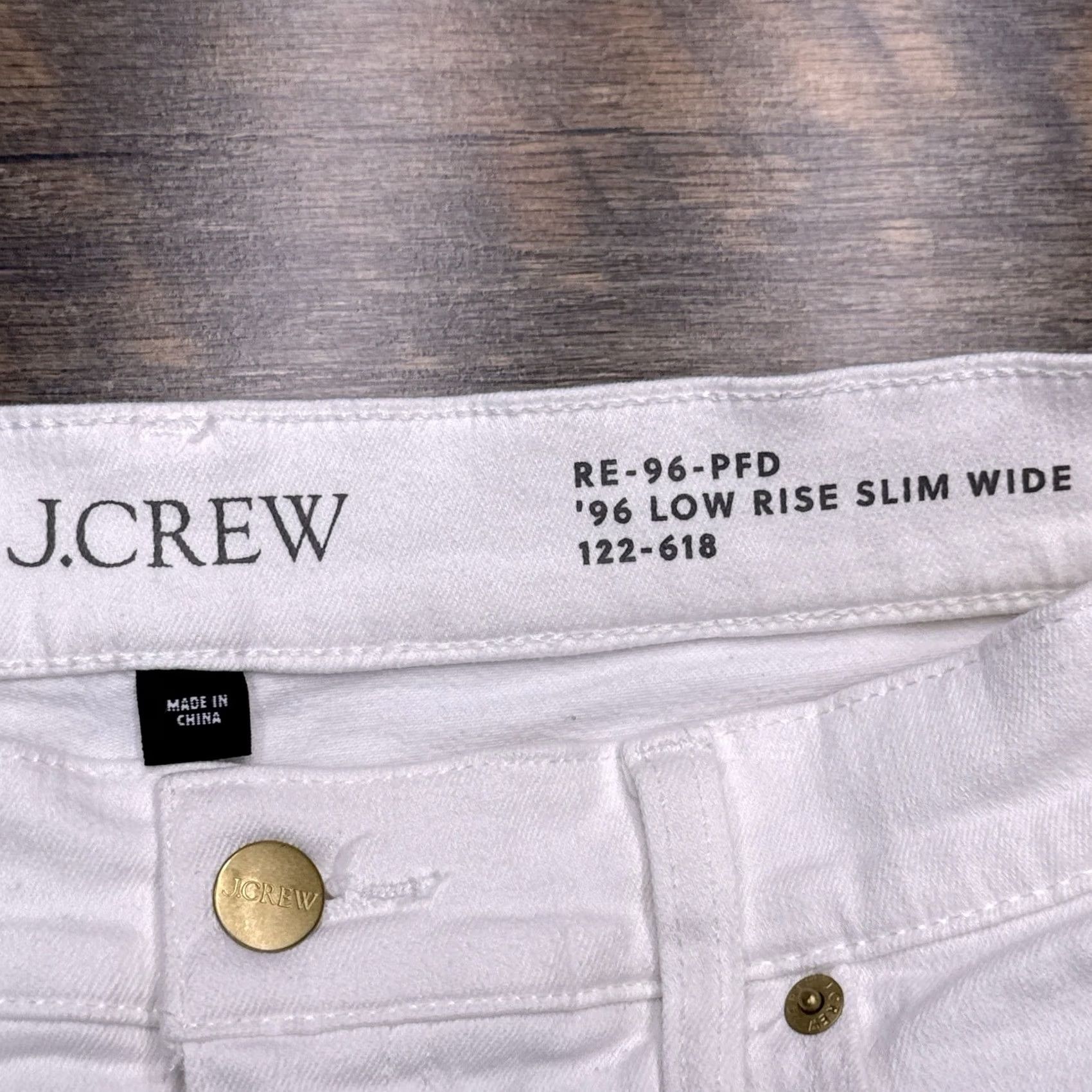 J.Crew J Crew 96 Wide Jeans 29 White Stretch Low Rise Slim Womens CH843 Size 29" - 2 Thumbnail