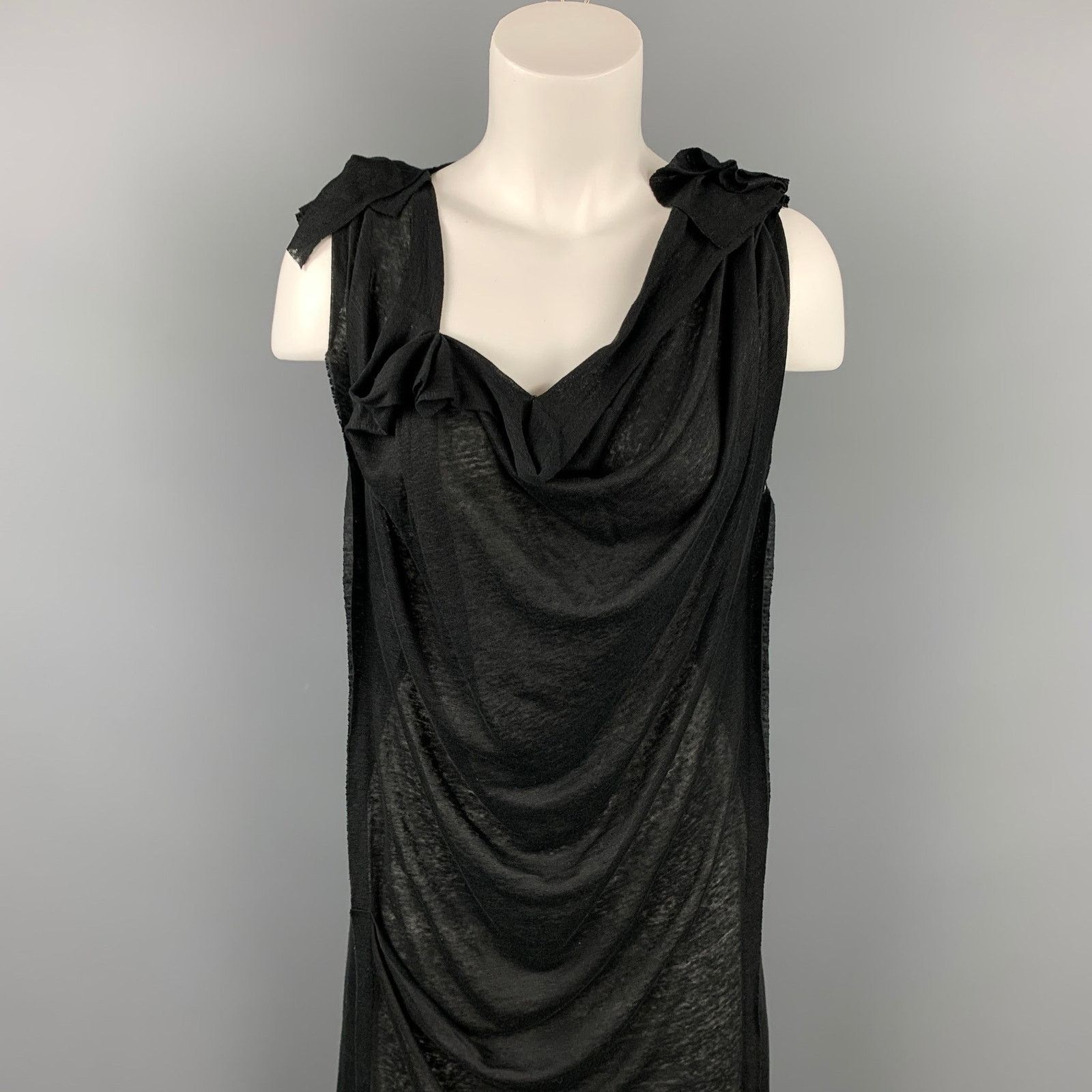 Forme 33204322896 FORME 3’3204322896 Size S Black Jersey Linen Shift Dress Size S / US 4 / IT 40 - 2 Thumbnail