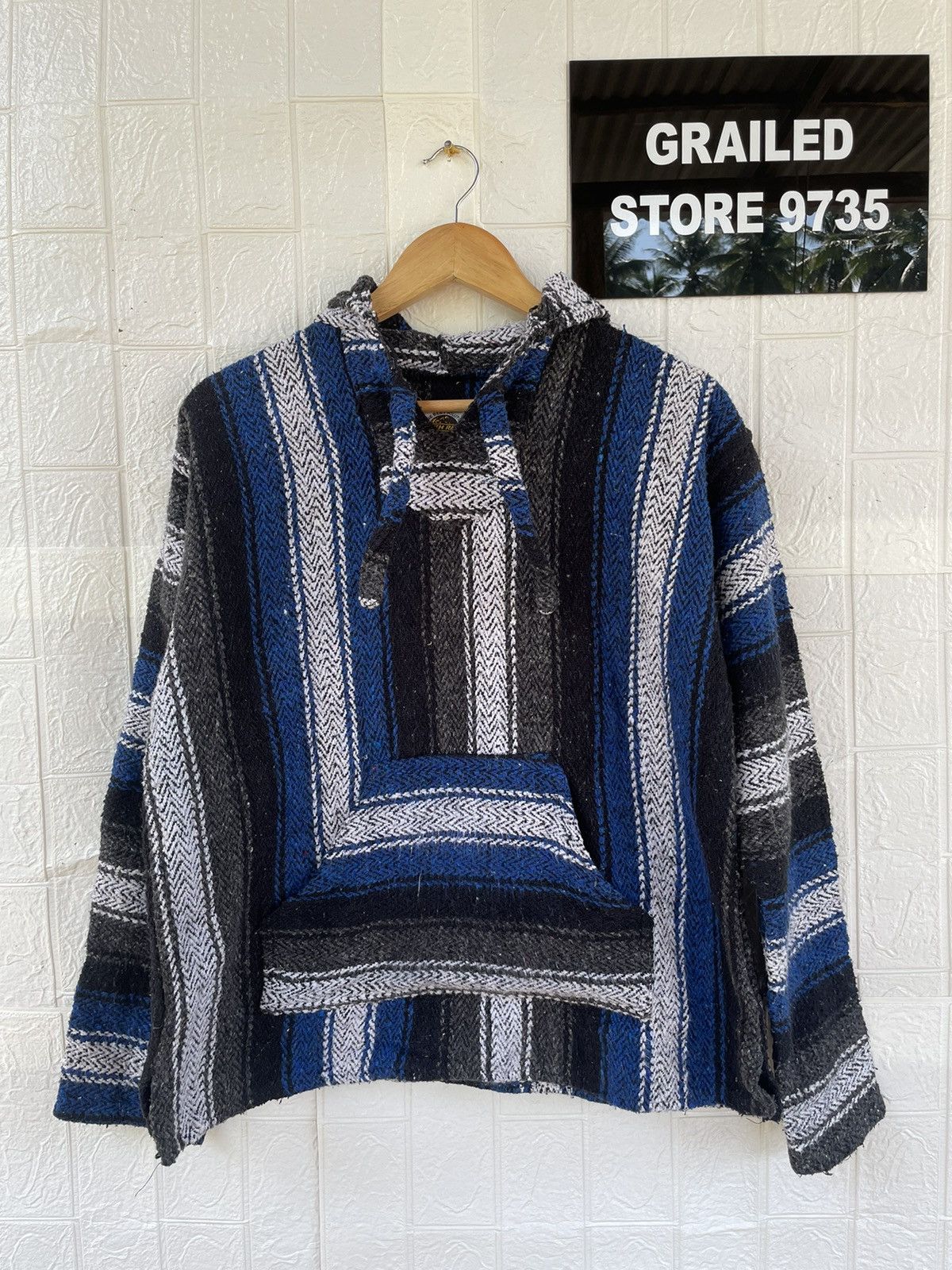 Vintage Clothing Baja Hoodie Blue Vintage Mexican Baja Hoodie