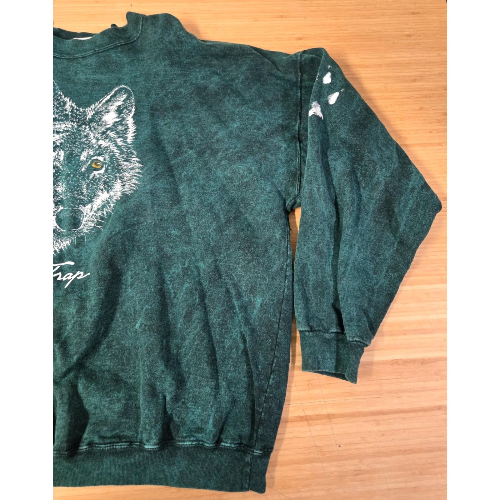 Vintage VINTAGE Art Unlimited Sweatshirt Mens 2XL Green Wolf Trap Made in USA 90s Size US XXL / EU 58 / 5 - 2 Thumbnail