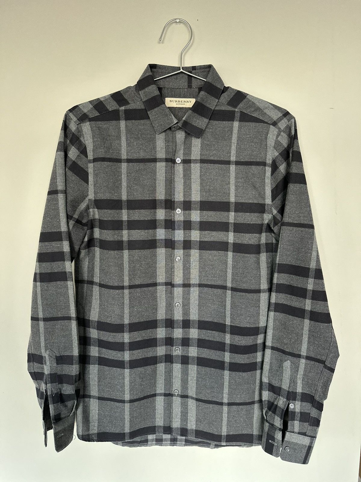 Image of Burberry London Dress Shirt in Grey, Men's (Size Small)