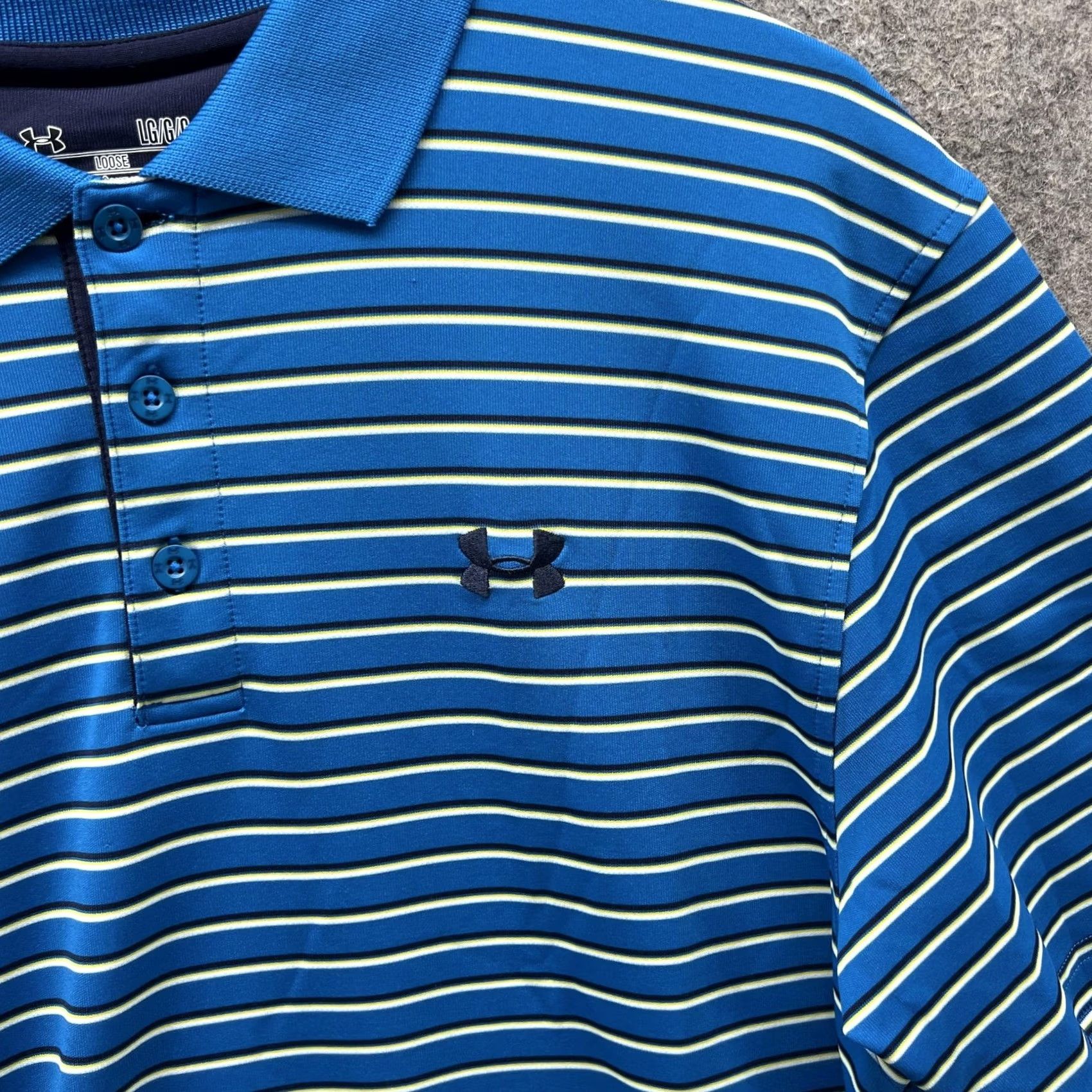 Under Armour Under Armour Polo Shirt Mens L Blue Striped HeatGear Golf Performance Size US L / EU 52-54 / 3 - 5 Thumbnail