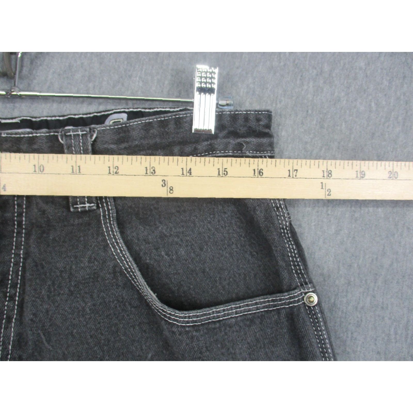 Denime Tuff Jeans Mens 34x34 Gray Carpenter Cargo Straight Leg 5 Pocket Denim Workwear Size US 34 / EU 50 - 3 Thumbnail