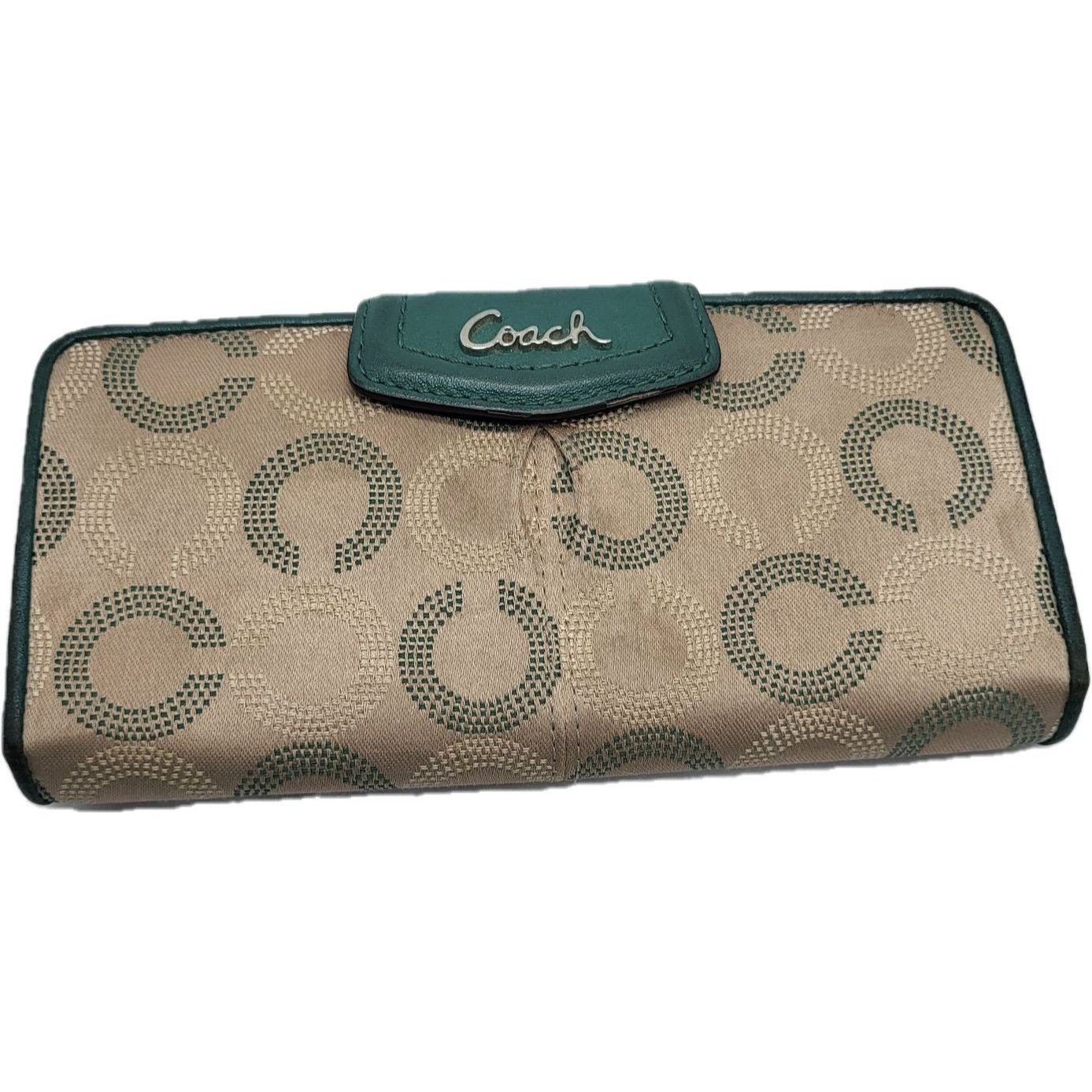 Coach Coach Ashley Khaki Green Dotted Signature C Leather Wallet Size ONE SIZE - 1 Thumbnail