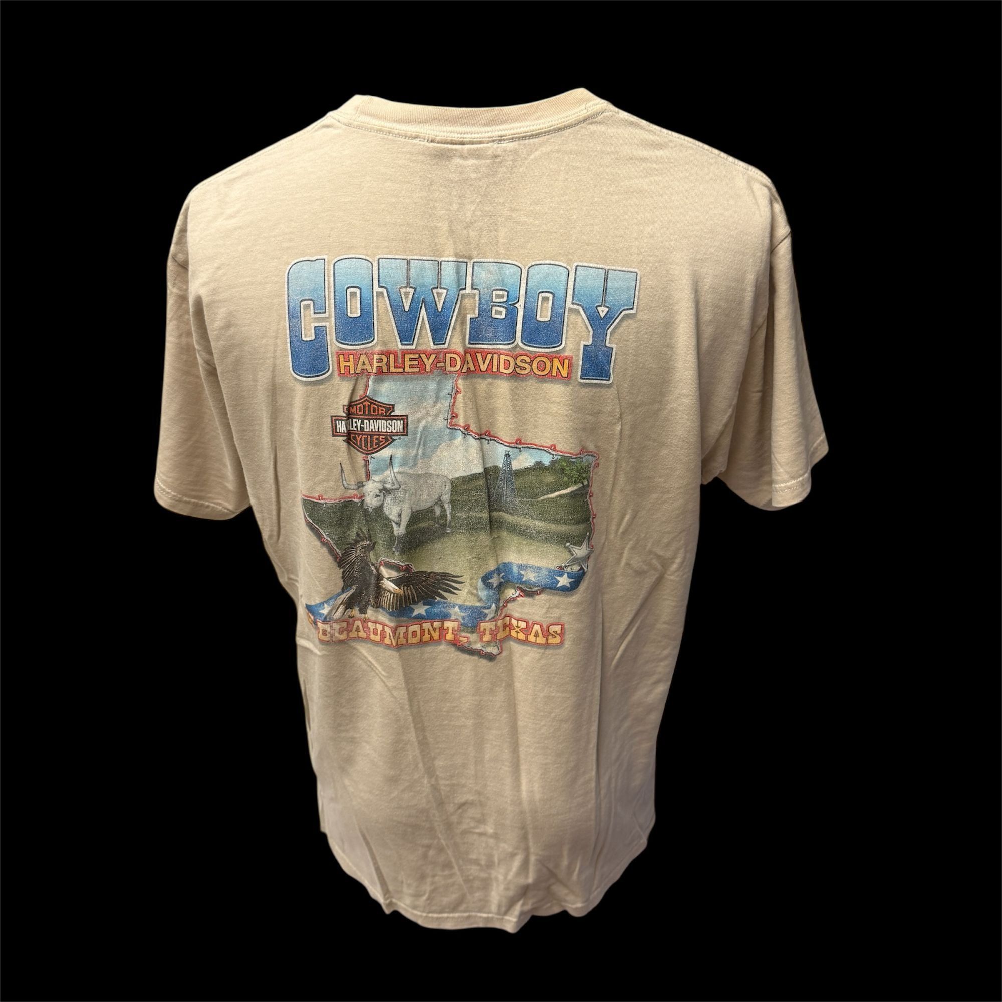 Harley Davidson Soaring Eagle COWBOY Beaumont Texas LONGHORN Biker T Shirt Size US XL / EU 56 / 4 - 3 Thumbnail