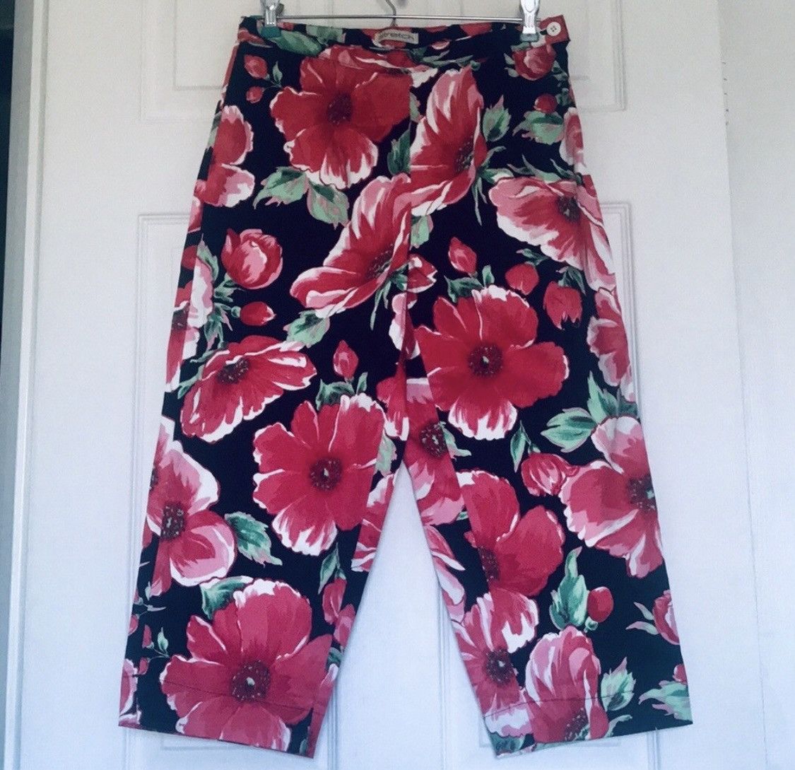 St. Johns Bay ST JOHNS BAY FLORAL HIGH RISE CROPPED ANKLE PANTS CAPRIS Size 30" / US 8 / IT 44 - 1 Thumbnail