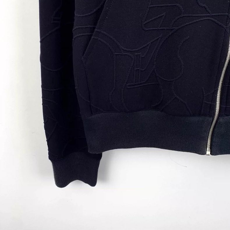 Hermes Hermes Black Embossed ZipUp Hoodie L Size-2506 Size US L / EU 52-54 / 3 - 4 Thumbnail