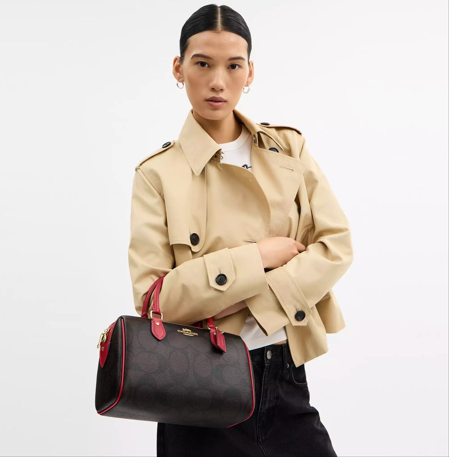 Coach Rowan Satchel Bag In Maxi Signature Canvas CCD76 Size ONE SIZE - 4 Thumbnail