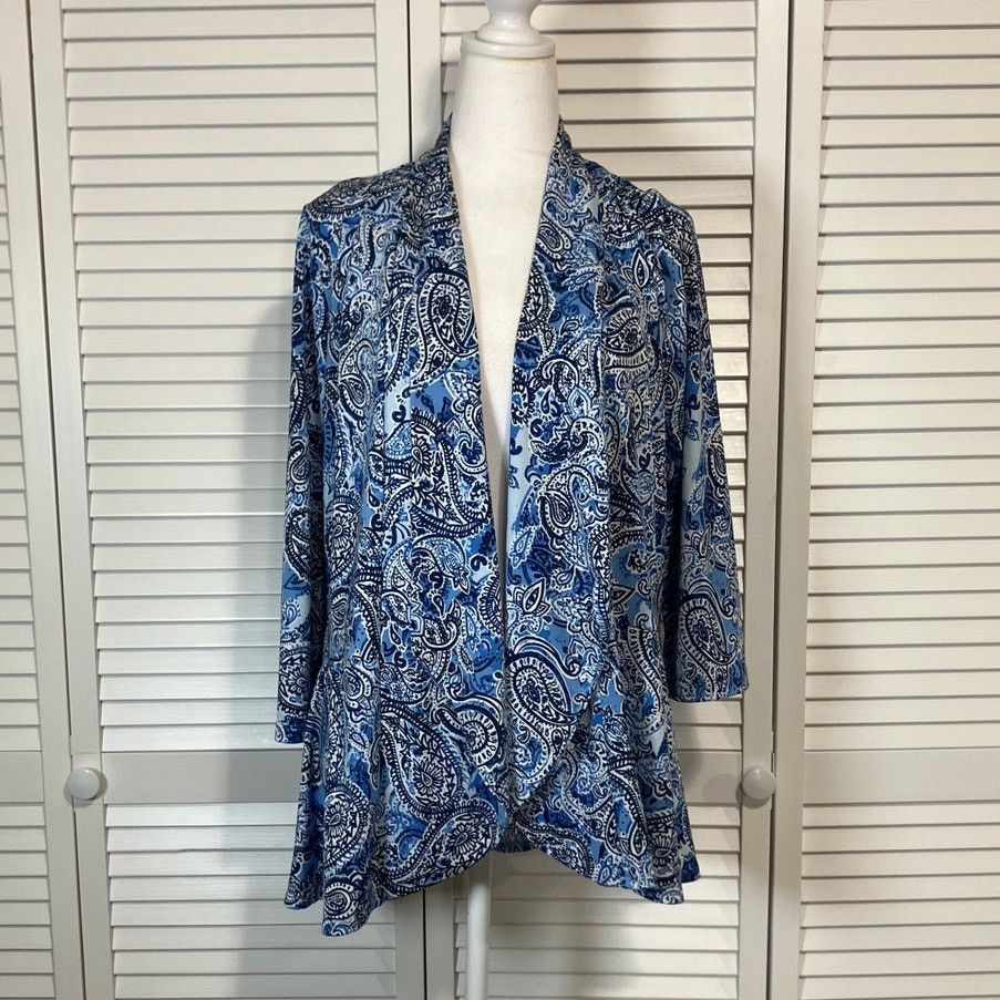 Other Slinky Brand Vintage Blue Paisley ¾ Sleeve Drape Cardigan M Size M / US 6-8 / IT 42-44 - 1 Thumbnail