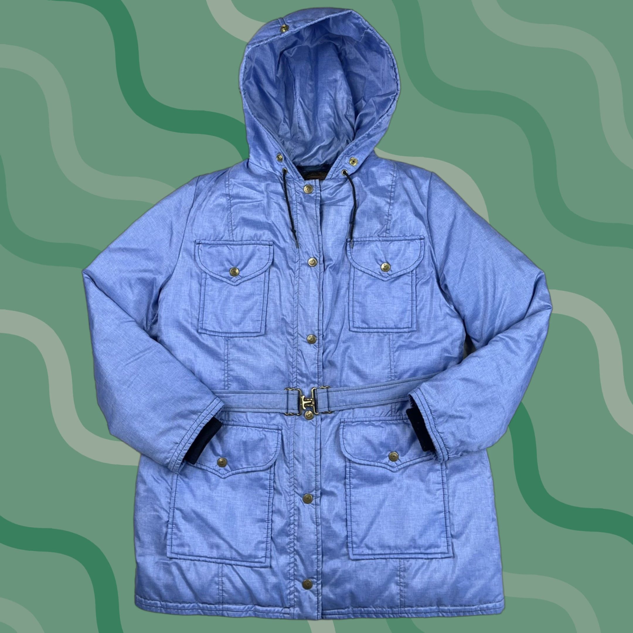 Eddie Bauer VINTAGE Eddie Bauer Down Parka Jacket Coat - Women's L Blue, Hooded Winter Coat, Waist Cinch, Cuff Snaps, Outdoor Apparel - Mens? Womens Size L / US 10 / IT 46 - 1 Thumbnail