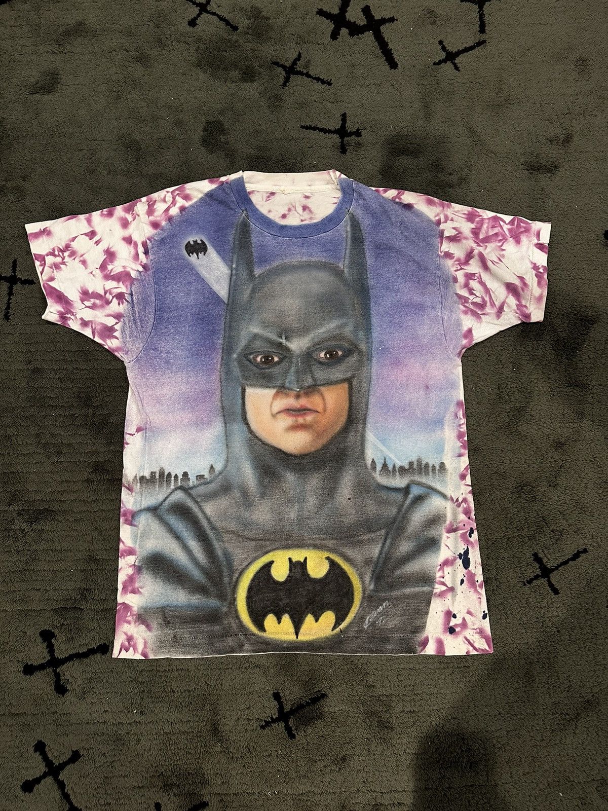 INSANE VINTAGE BATMAN Airbrush, Tye Dye Single Stitch Shirt