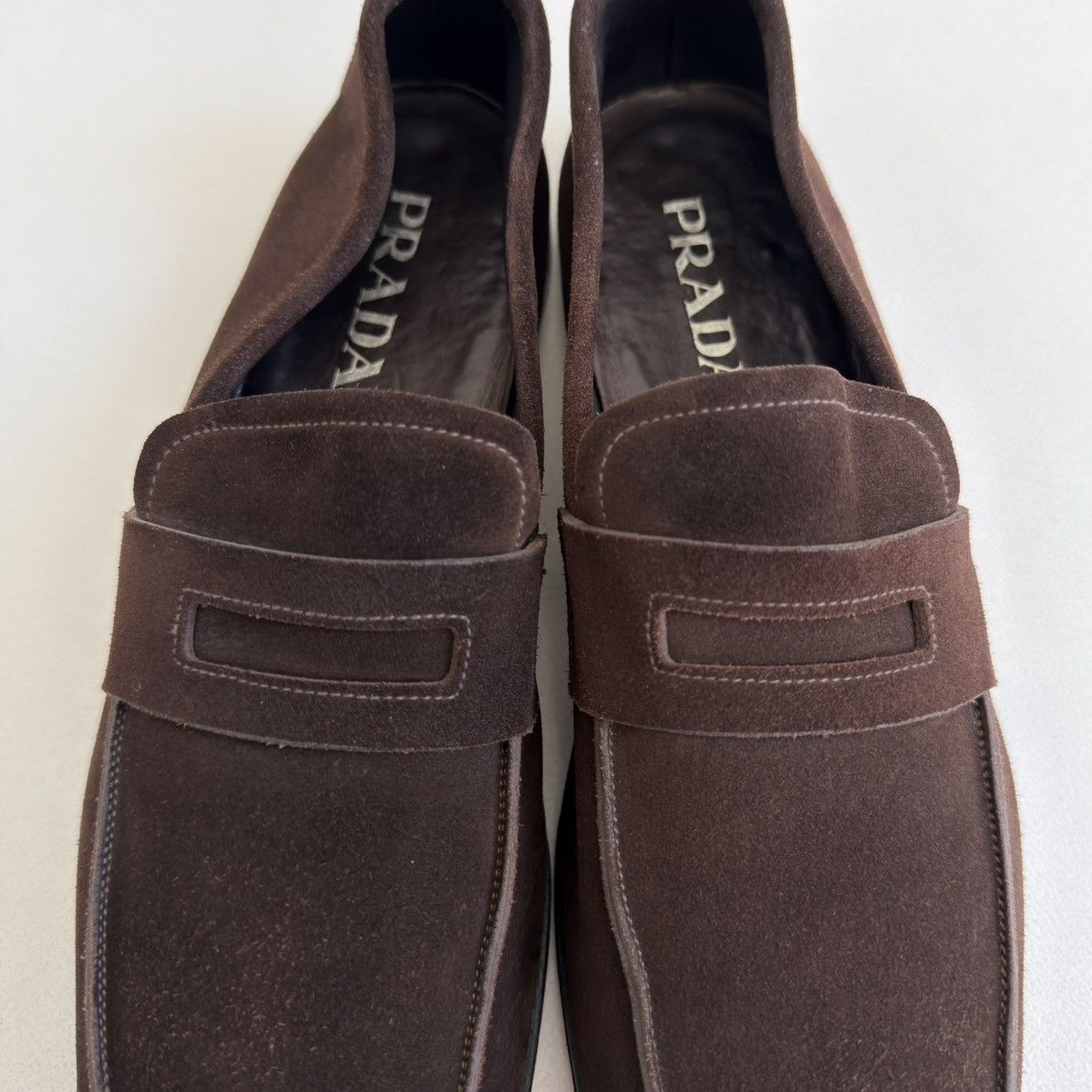 Prada Brown Suede ‘Square Toe’ Loafers Size US 8.5 / EU 41-42 - 12 Thumbnail