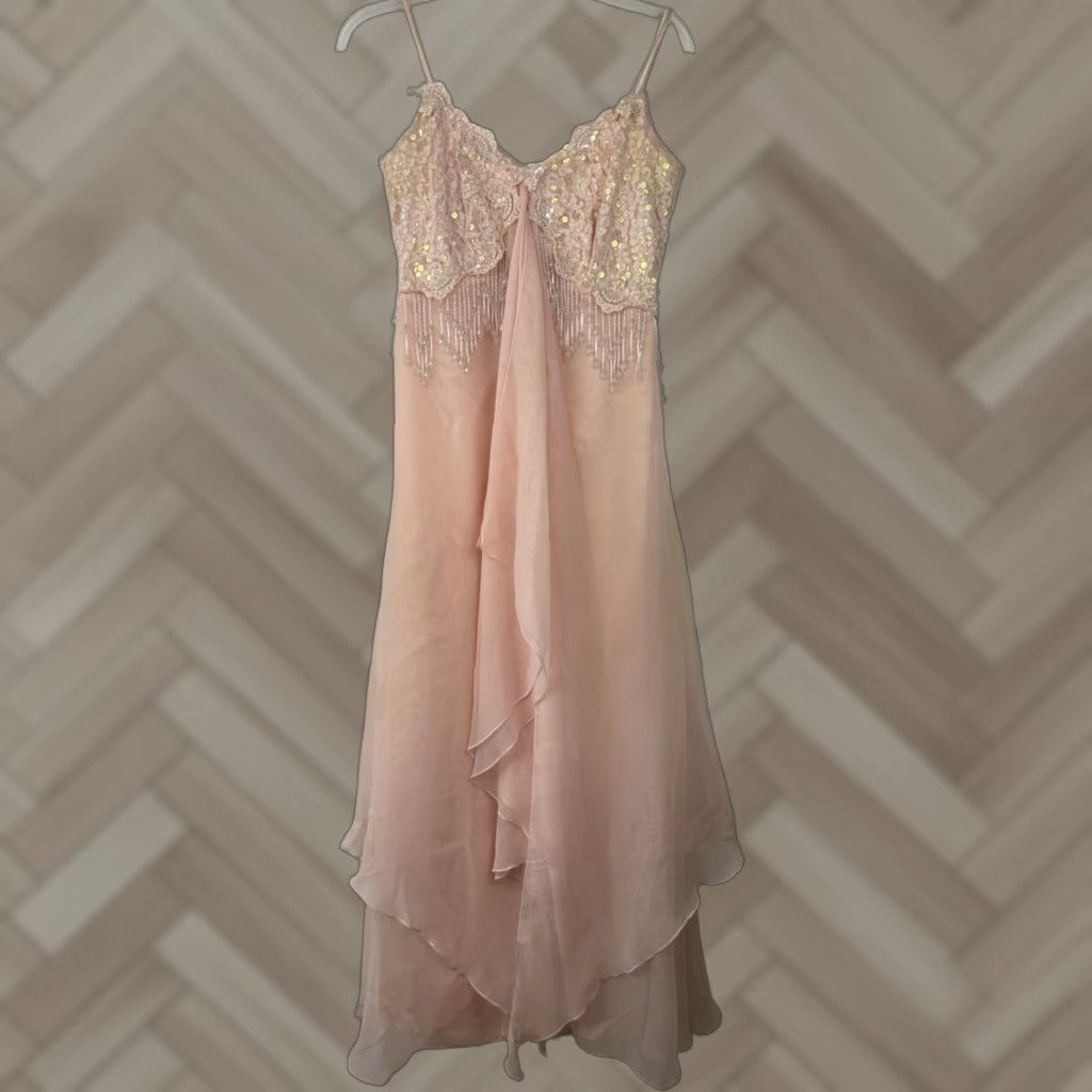 VINTAGE Loralie Pink Formal Dress Womens 8 Midi A-Line Sleeveless 8 Pink Prom Formal Wedding 80s 90s Read
