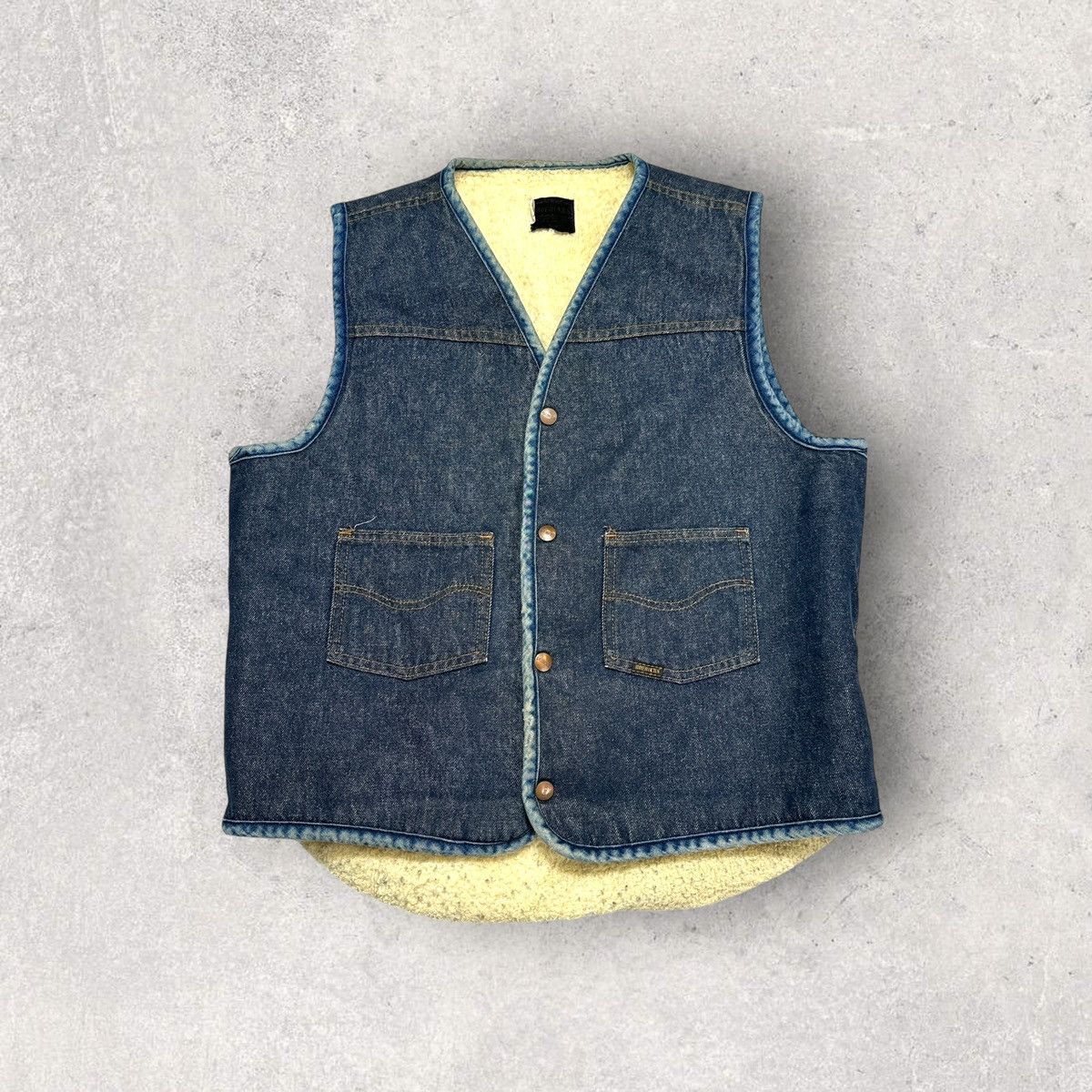 Sears × Vintage Vintage Sears Roebucks sherpa lined denim vest Size US L / EU 52-54 / 3 - 1 Thumbnail