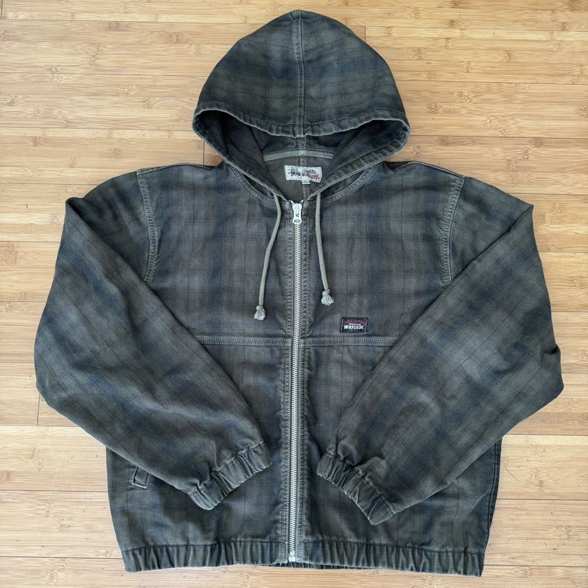 Streetwear × Stussy Stussy Plaid Unlined Work Jacket Olive | Grailed