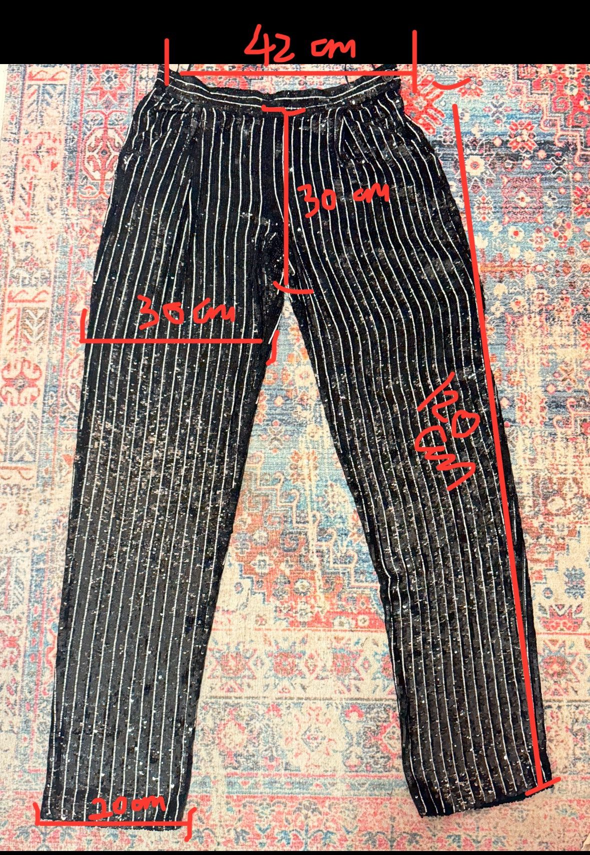 ASHISH Ashish Black Strips pleated Sequins Pants Unisex size M Size 32" / US 10 / IT 46 - 1 Thumbnail