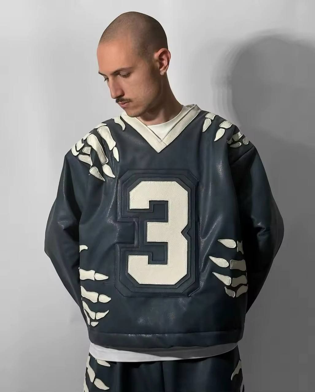 Japanese Brand × Vintage leather casual sweatshirt in moto jacket style Size US XL / EU 56 / 4 - 1 Thumbnail