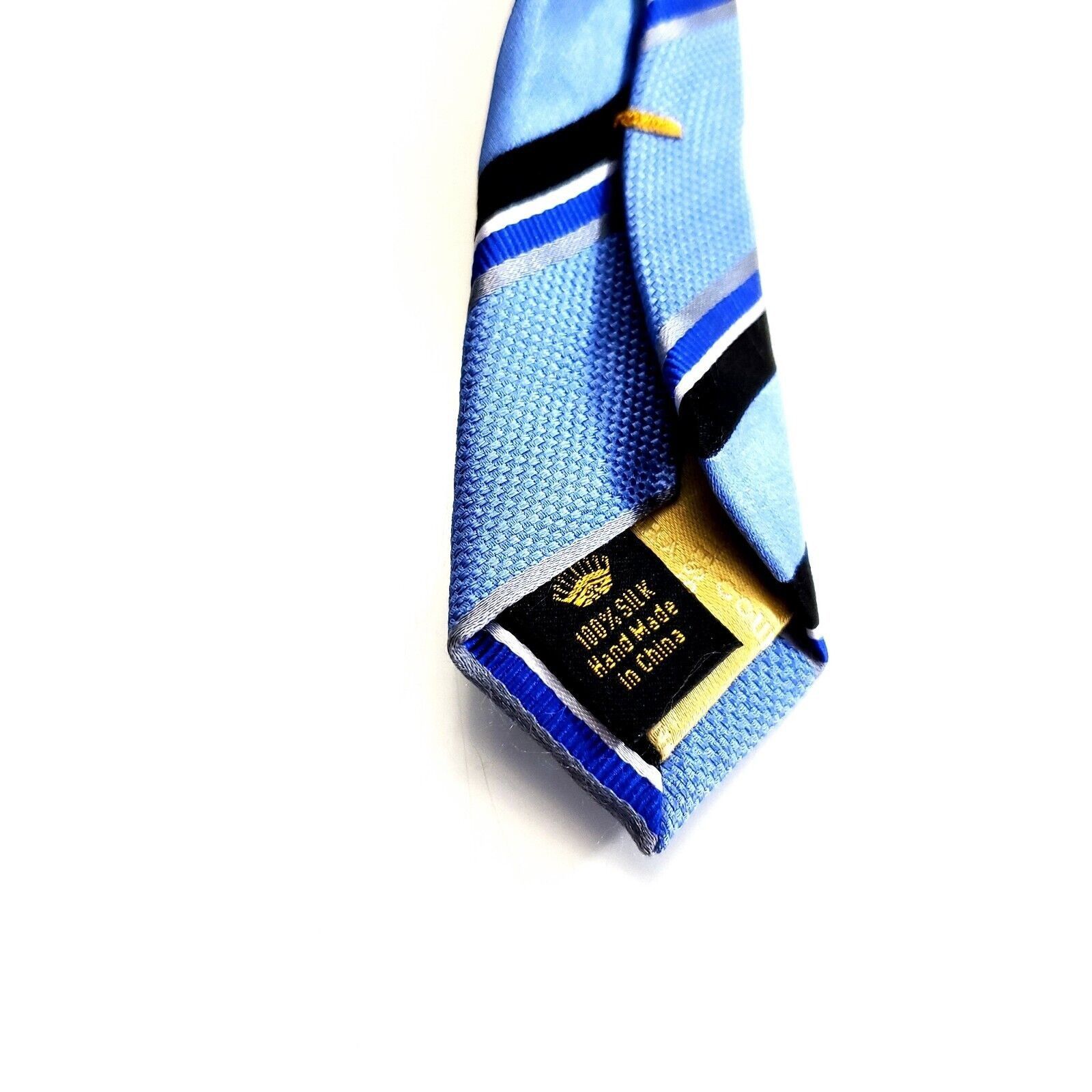 Countess Mara Countess Mara Blue Black Striped Woven Silk Tie Size ONE SIZE - 4 Thumbnail
