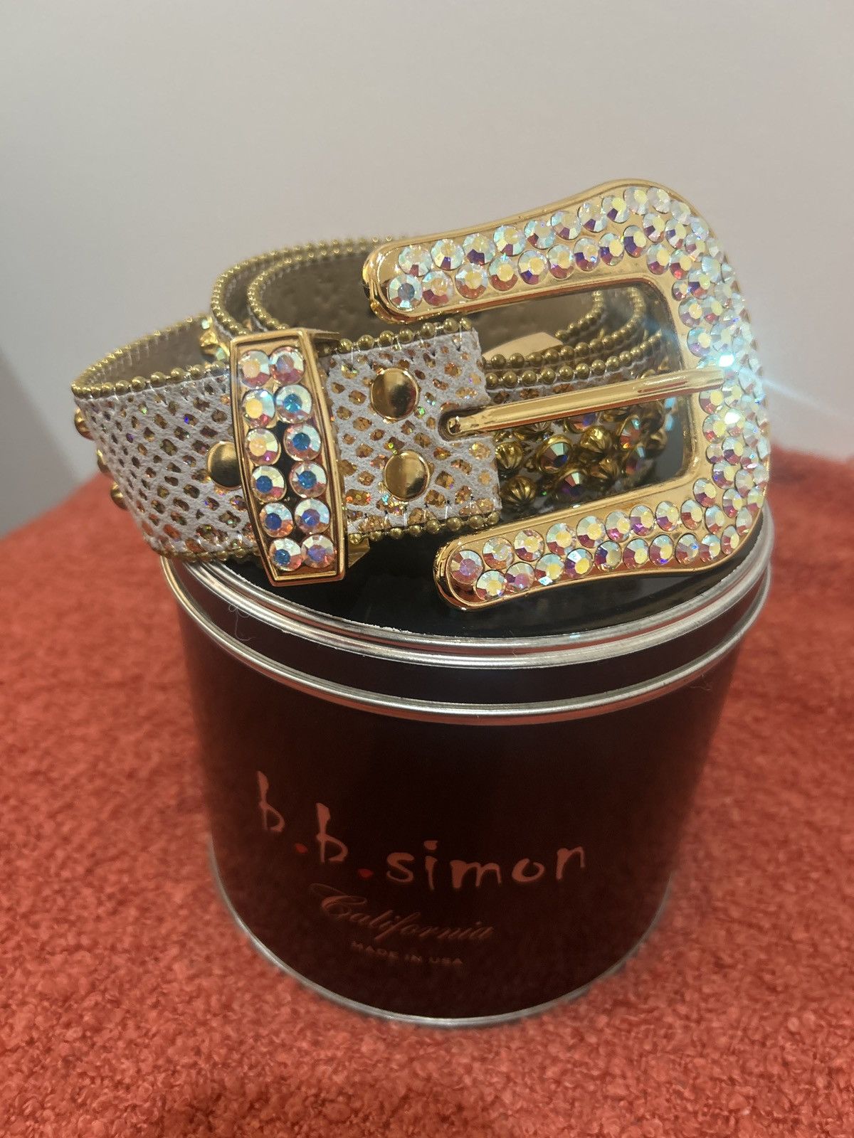 B.B. Simon × Swarovski BB Simons Lavasan AB Gold Belt Size 34 - 5 Thumbnail