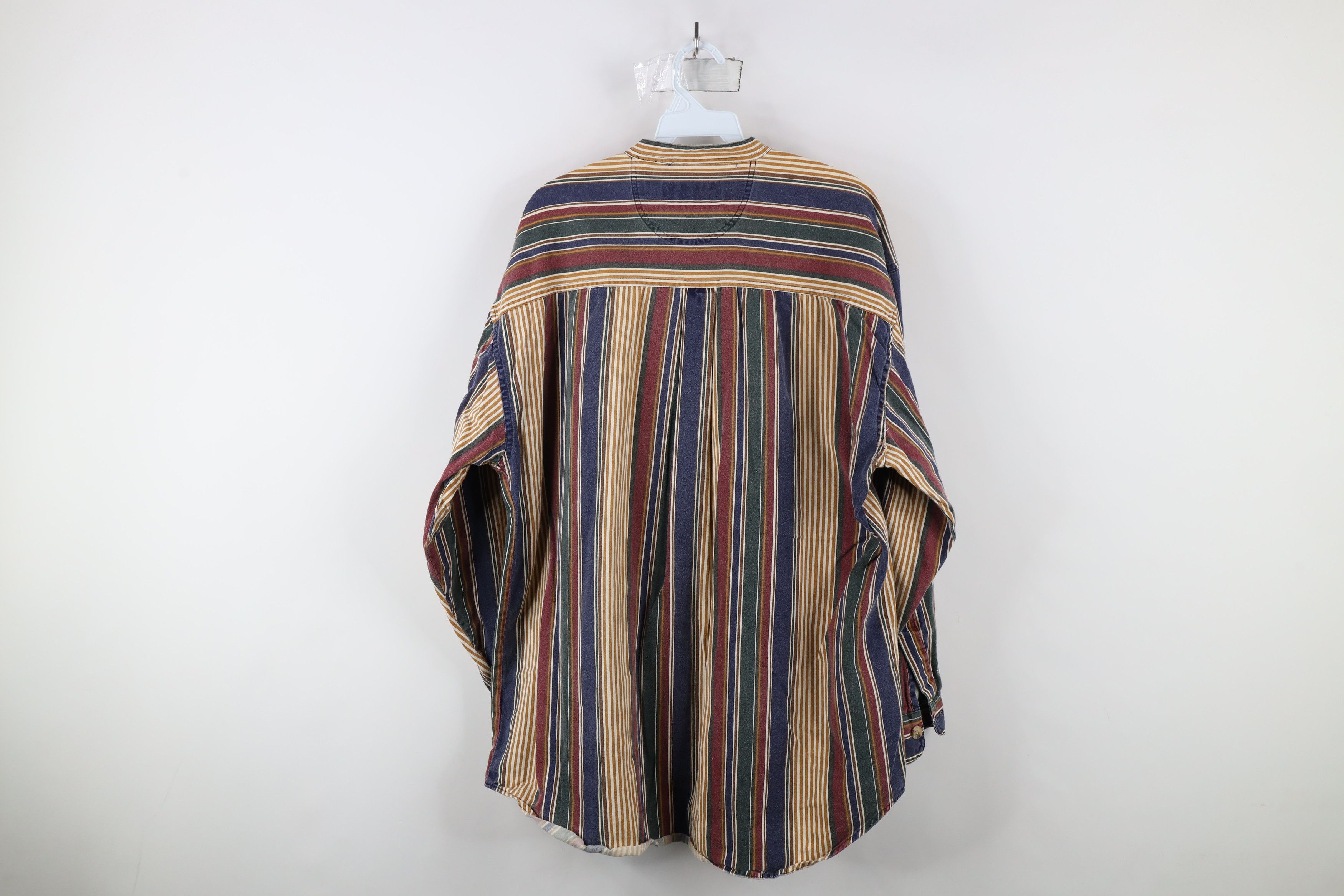 Vintage Vintage 90s Streetwear Striped Band Collar Button Shirt Size US M / EU 48-50 / 2 - 10 Thumbnail