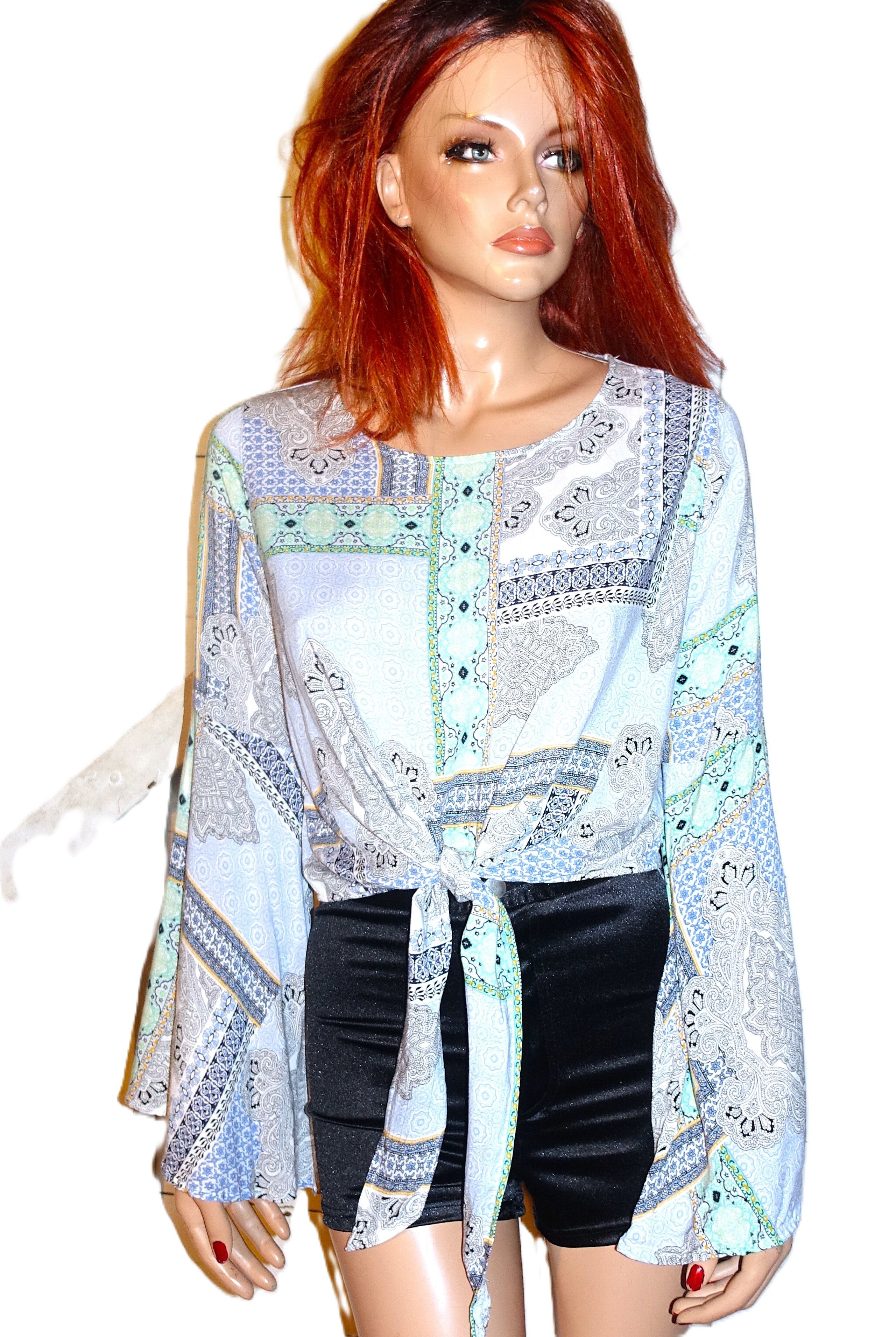 Other Altar'd State Boho Bell Sleeve Tie Blouse S Size S / US 4 / IT 40 - 2 Thumbnail