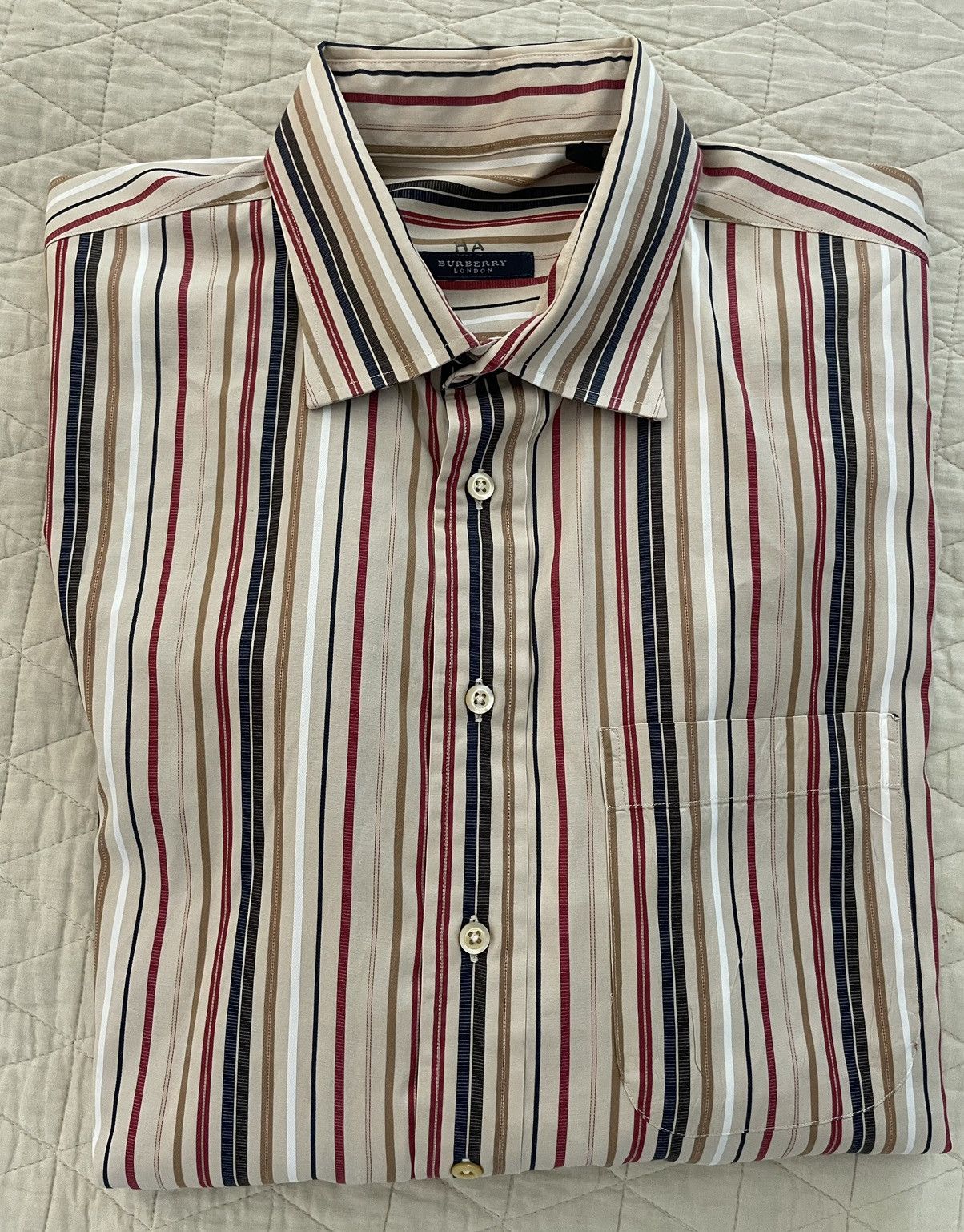 Burberry Multicolor Stripe Spread Collar Shirt Size US XL / EU 56 / 4 - 1 Thumbnail