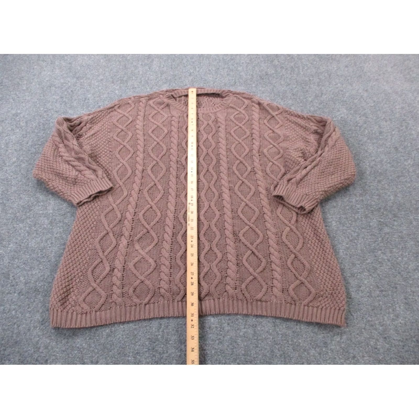 Vintage Neuflora Sweater Womens L Brown Oversized Relaxed Casual Cable Knit Fisherman Size L / US 10 / IT 46 - 3 Thumbnail