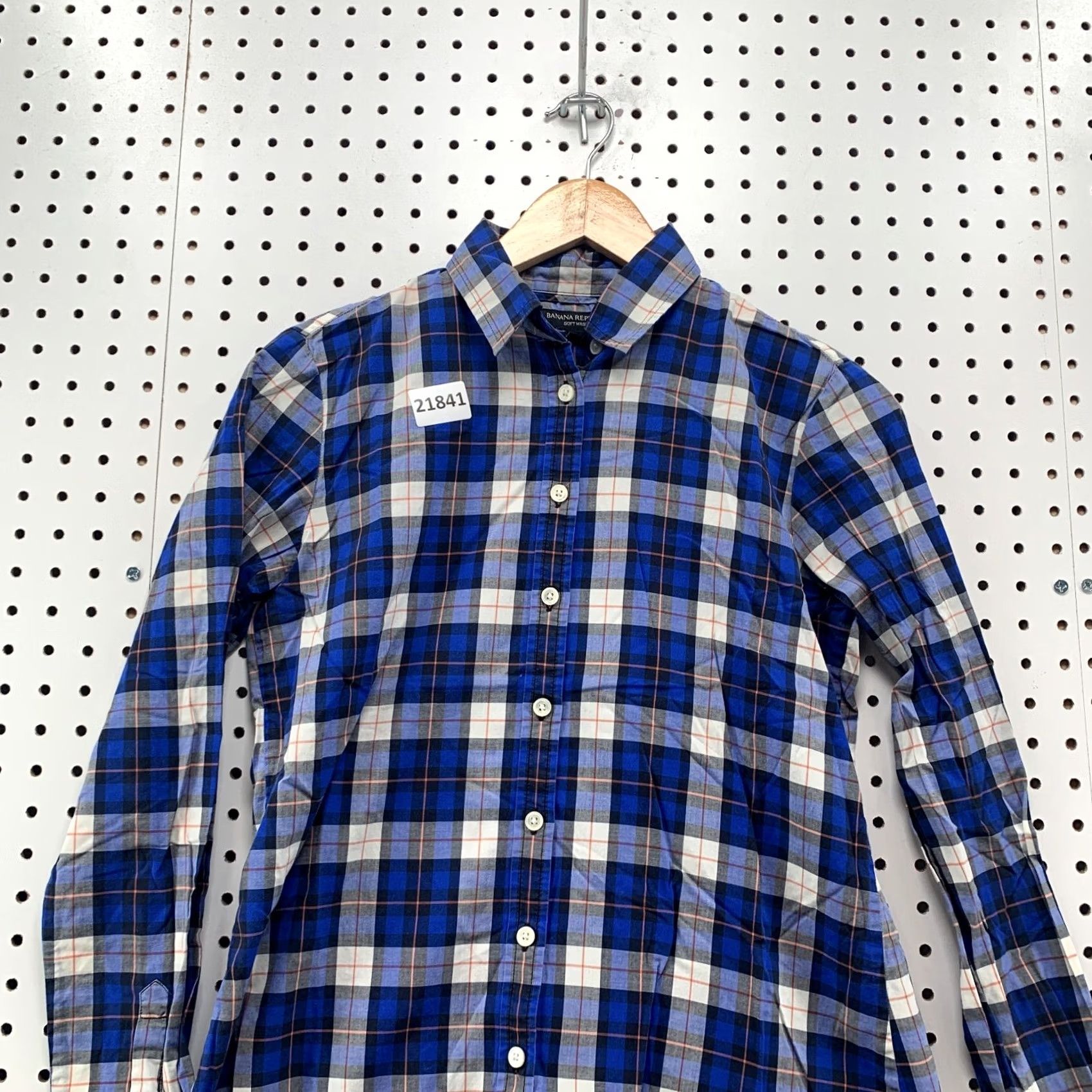 Banana Republic Banana Republic Plaid Button-Up Shirt Womens XS Long Sleeve Blue Black Size XS / US 0-2 / IT 36-38 - 5 Thumbnail