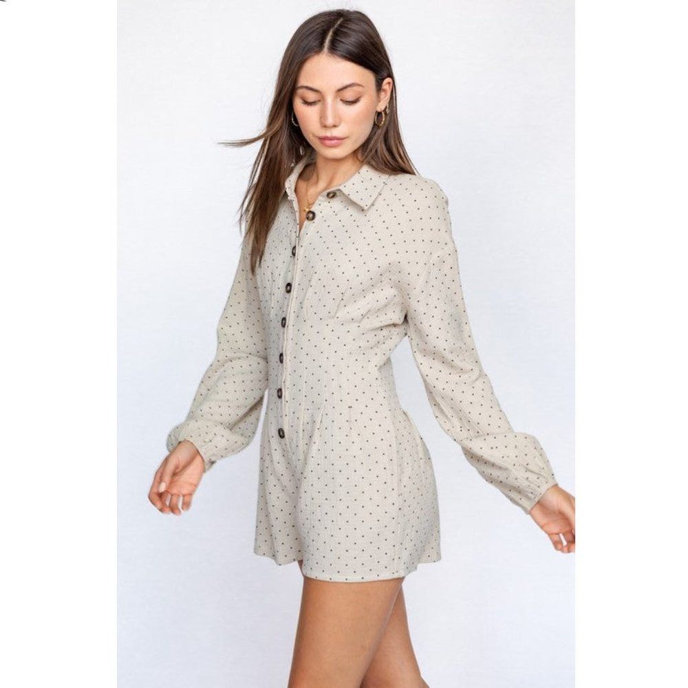 Other NWT New Le Lis LONG BALLON SLEEVE PLEATED ROMPER Size S Size 28" / US 6 / IT 42 - 2 Thumbnail