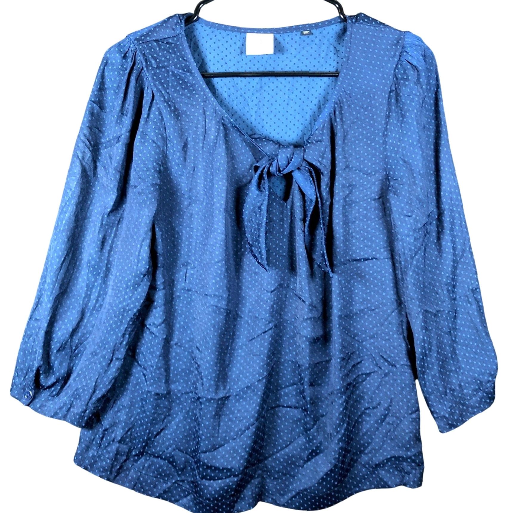 Vintage Cabi Blouse Womens Blue Dotted Front Tie Key Hole Long Sleeve Small Shirt Boho Casual Workwear Womens Size S / US 4 / IT 40 - 2 Thumbnail