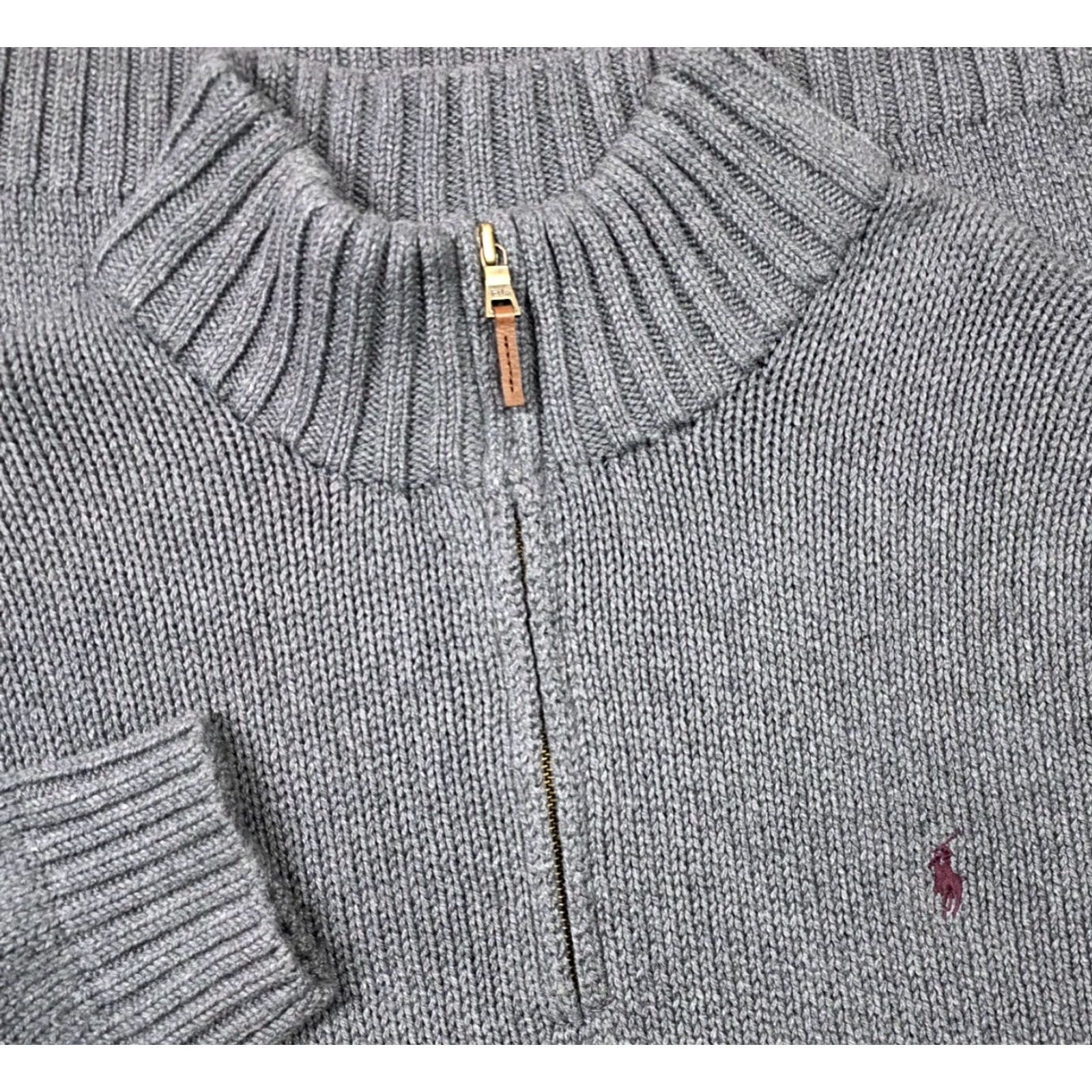 Polo Ralph Lauren VINTAGE Polo Ralph Lauren Mens 2XL Gray Quarter Zip Heavyweight Sweater Mockneck Maroon Pony Knit Pullover Zipper Embroidered Logo Size US XXL / EU 58 / 5 - 3 Thumbnail