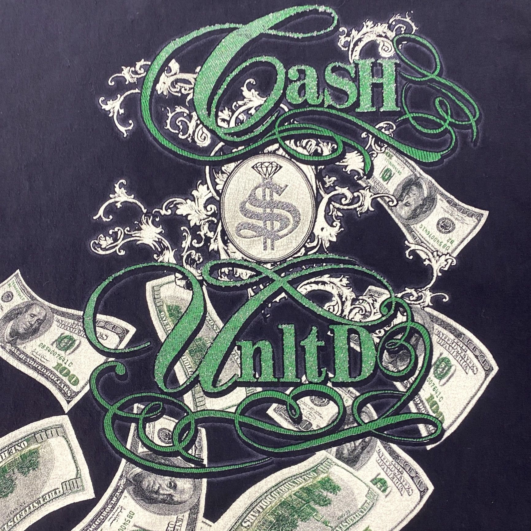 Vintage Cash Unltd Shirt Mens 4XL Black Money Dollar Bills Graphic Print Tee Size US XXL / EU 58 / 5 - 4 Thumbnail