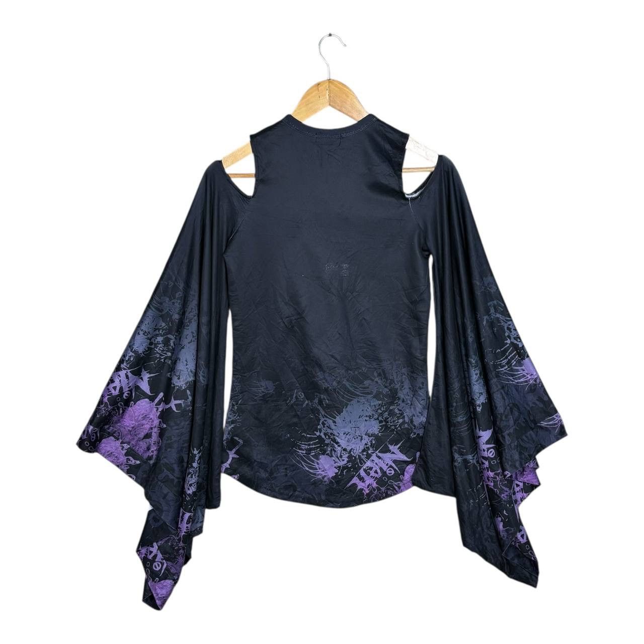 Japanese Brand NieR Japan Gothic Lace-Up Cold Shoulder Top | Size F Size S / US 4 / IT 40 - 3 Thumbnail